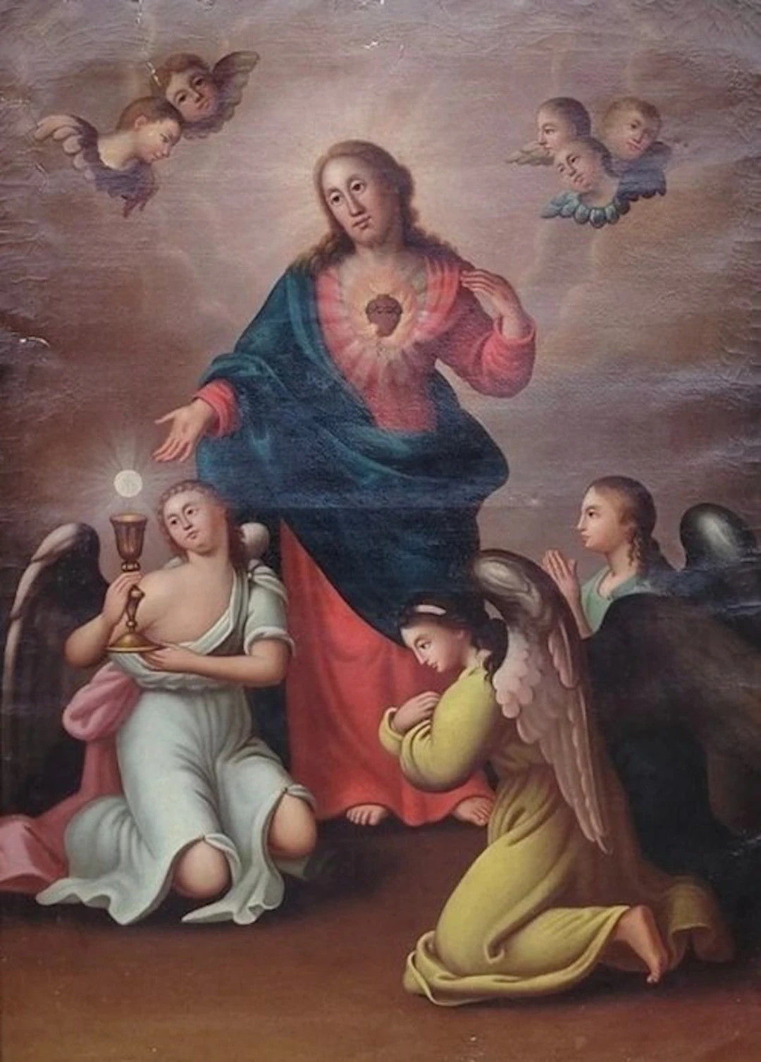 Italian school (XIX) - Sacro Cuore con angeli