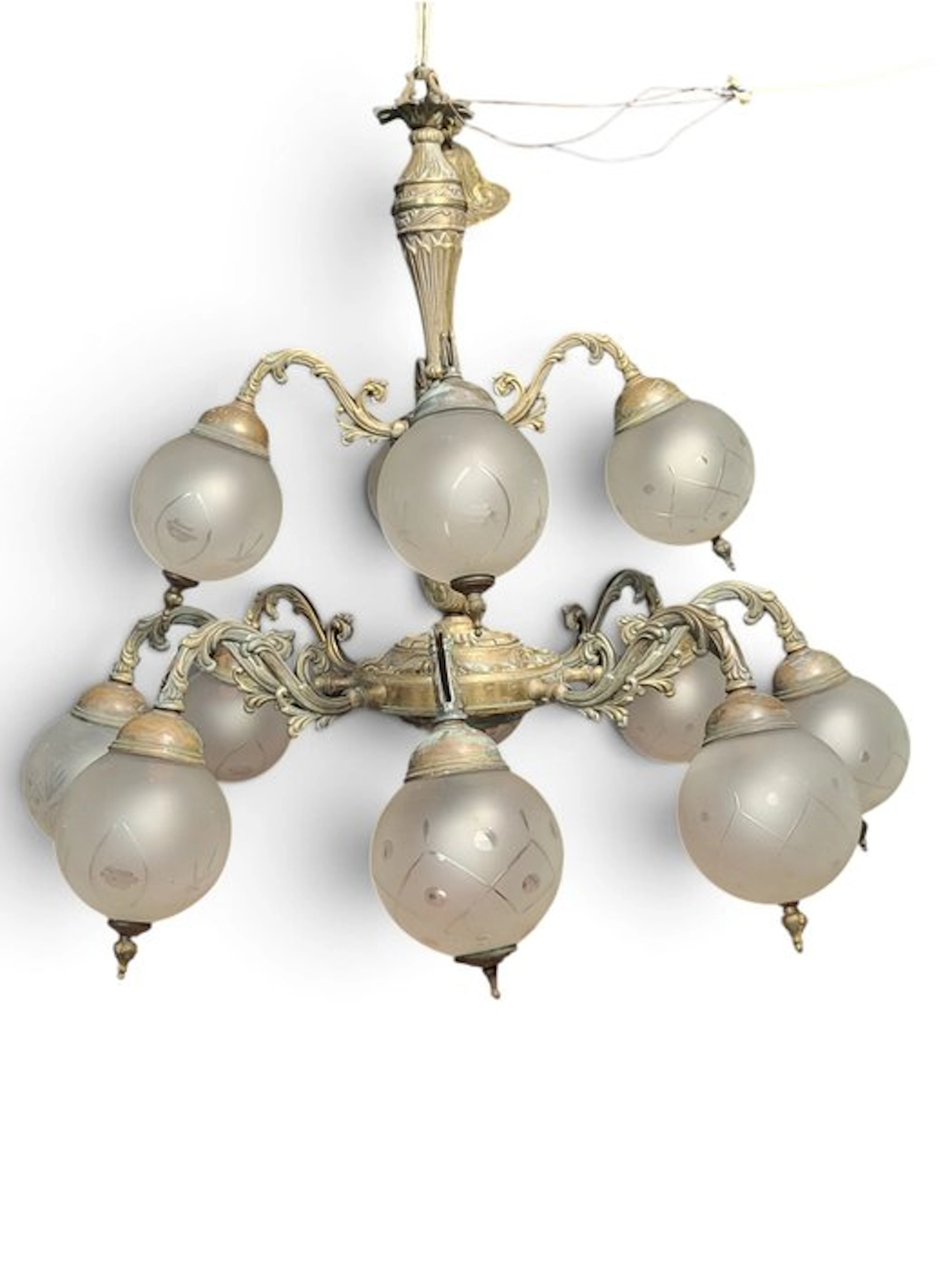 Hanging lamp - Nickel plated brass - Age 30s/40s