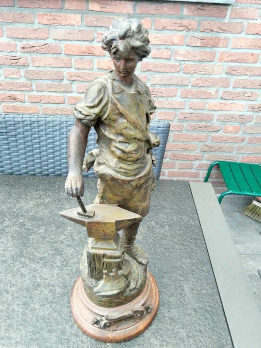 Charles Ruchot (1871-1932) - Statue, Forgeron - 40 cm - Spelter, Wood