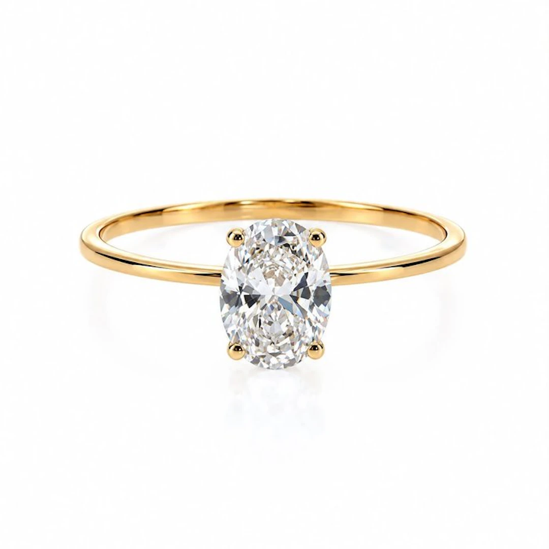 No reserve price - Ring - 14 kt. Yellow gold - 1.00ct. tw. Diamond (Lab-grown)