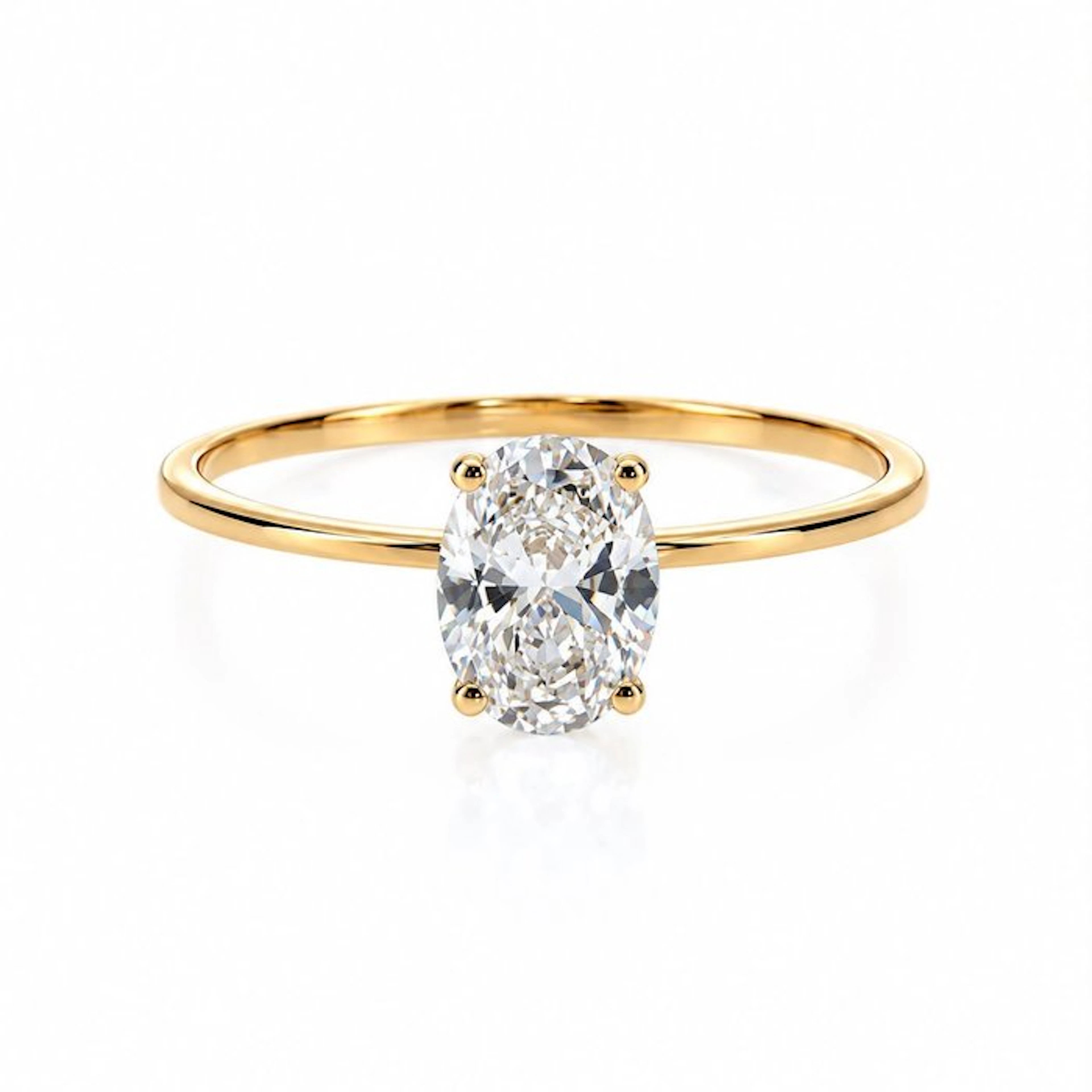 No reserve price - Ring - 14 kt. Yellow gold - 1.00ct. tw. Diamond (Lab-grown)
