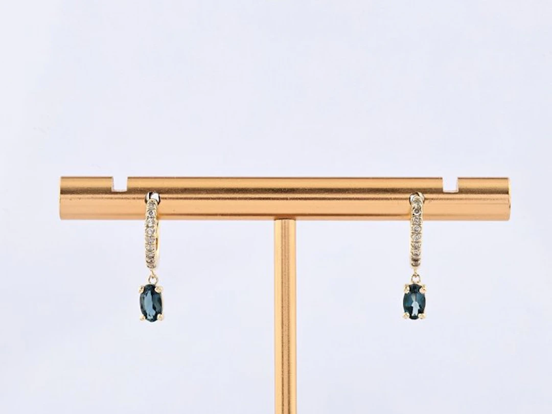 No reserve price - Earrings - 14 kt. Yellow gold - 0.72ct. tw. Topaz - Diamond