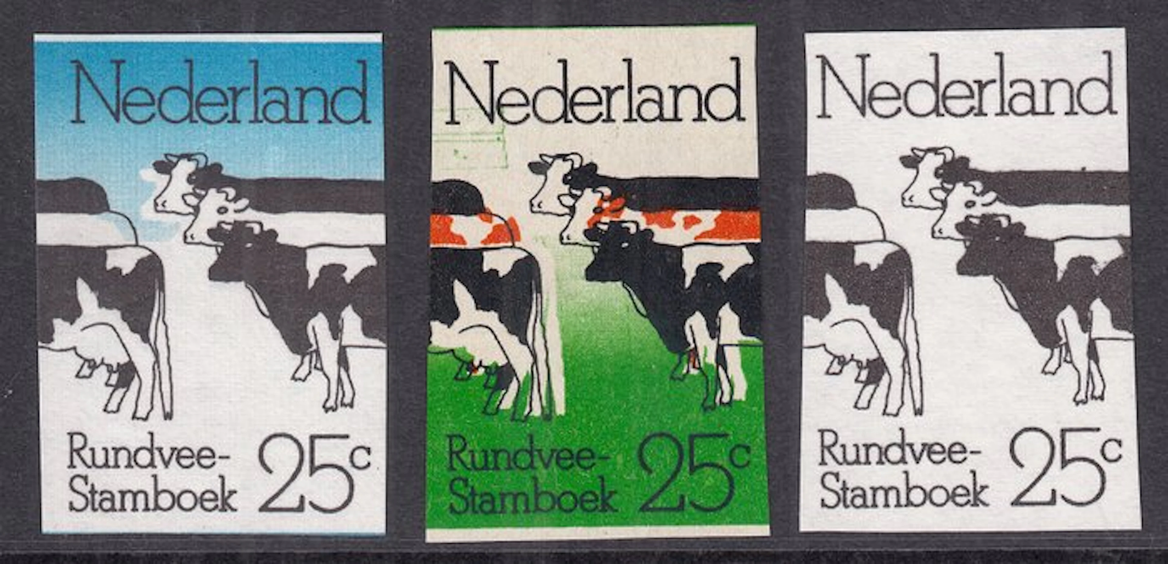 Netherlands 1974 - Cattle breed registry, 3 toothless varieties - NVPH 1054