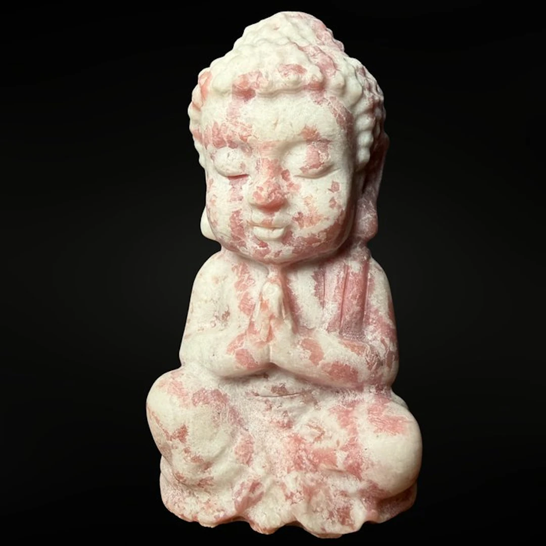Rose Opal Buddha - Premium Carving - Height: 120 mm - Width: 60 mm- 420 g - (1)