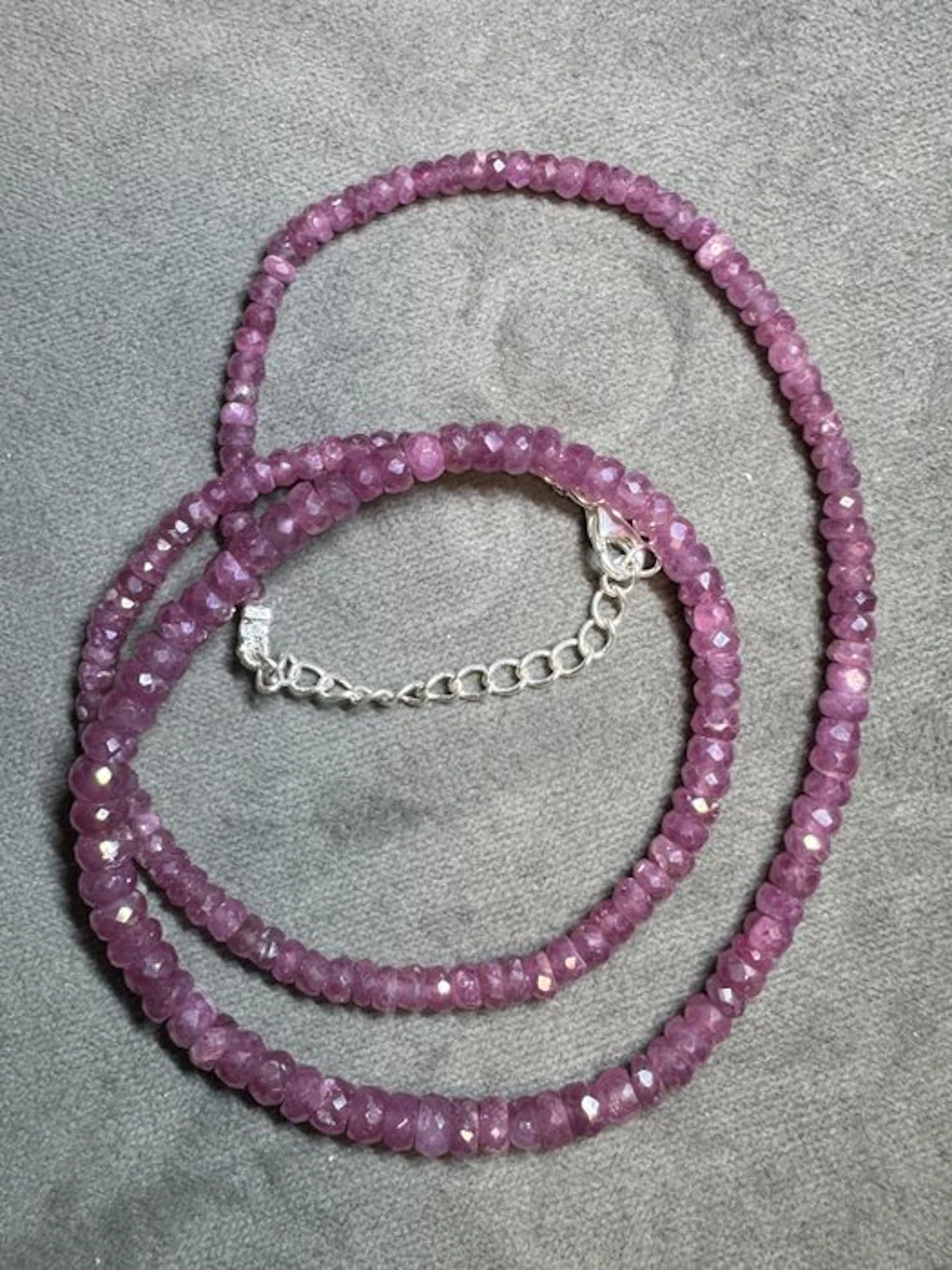 Faceted ruby necklace + 925 silver - 74.60 carats Jewellery- 14.92 g
