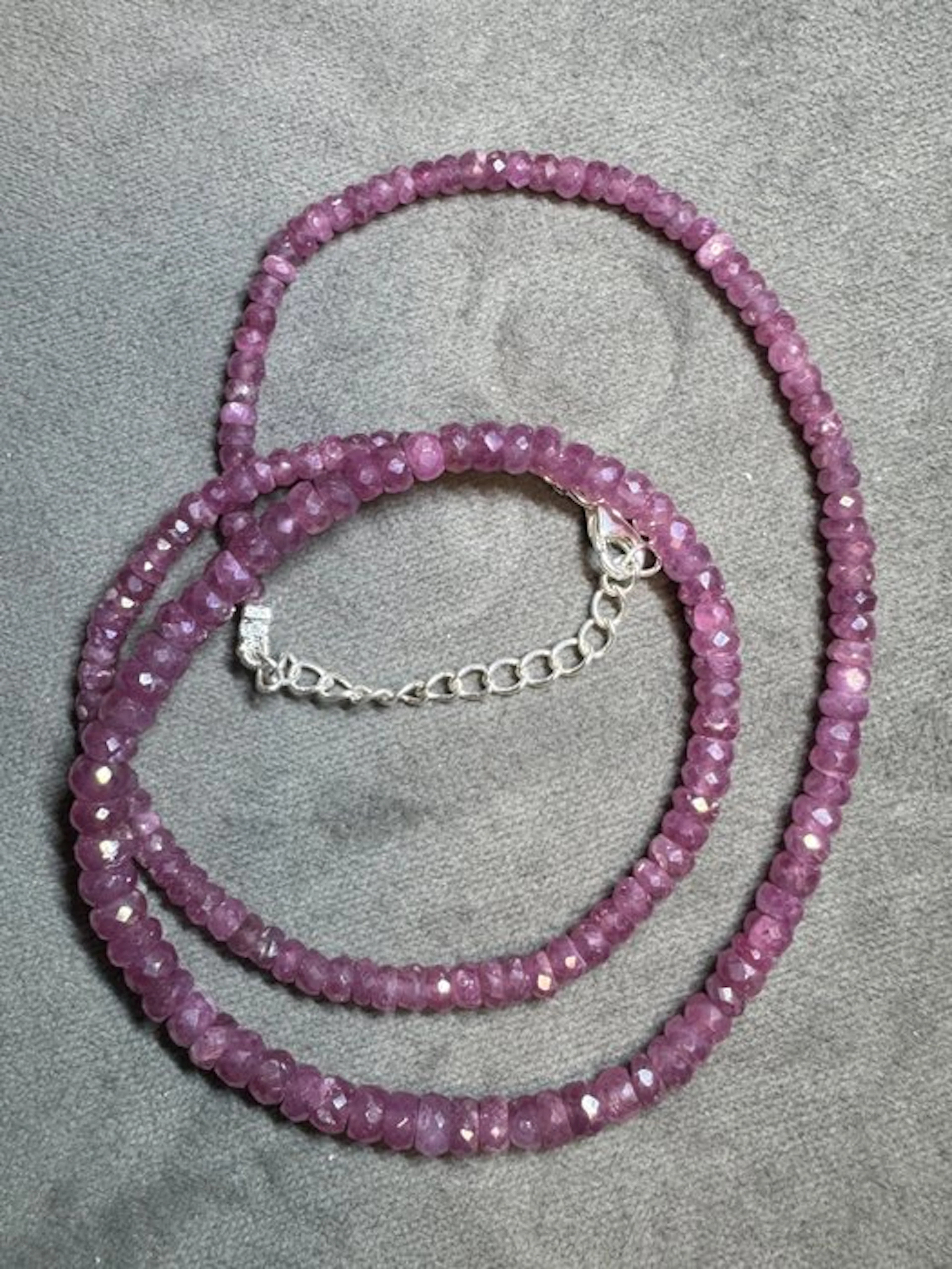 Faceted ruby necklace + 925 silver - 74.60 carats Jewellery- 14.92 g