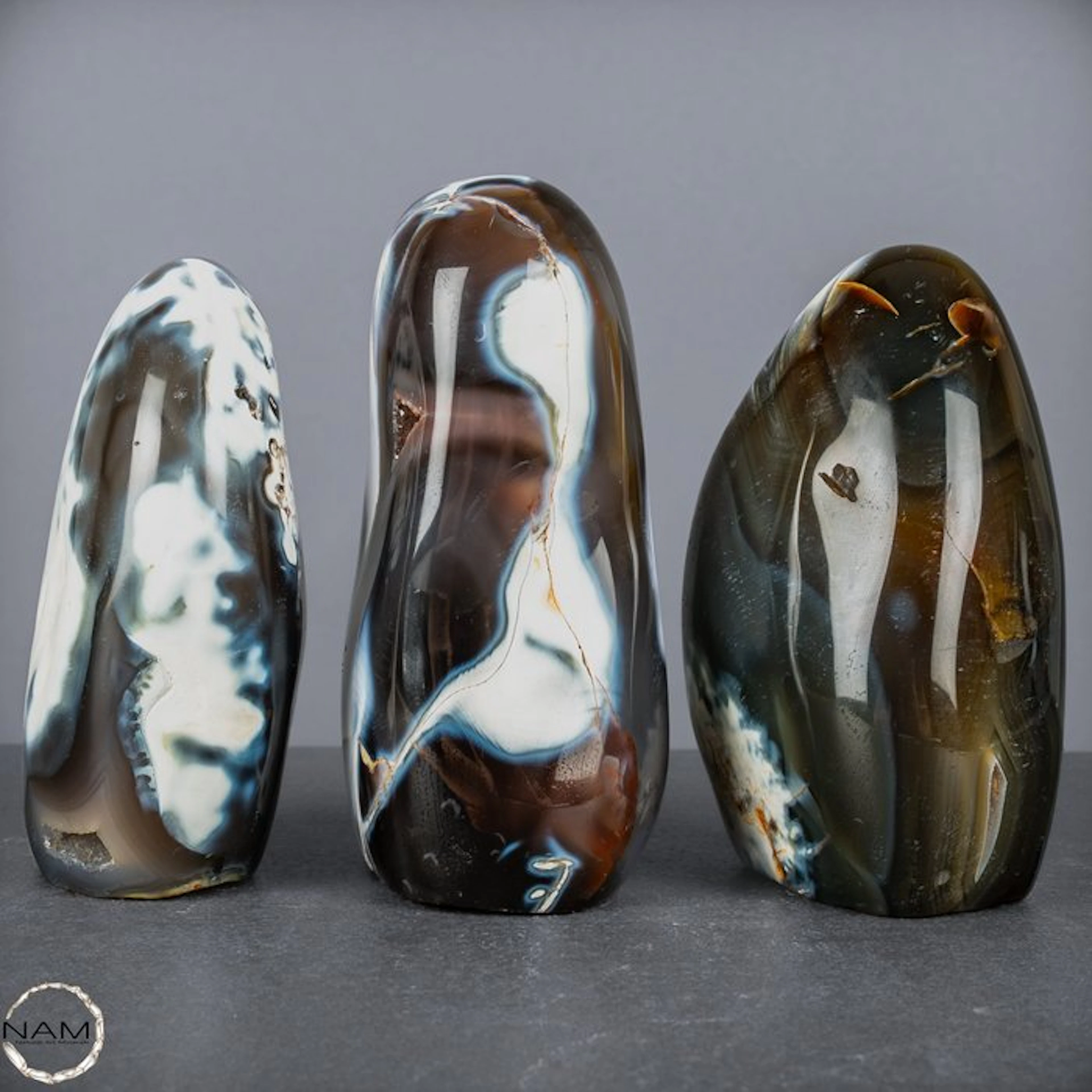 Orca Agate Freeform Lot – Simple Elegance in Natural...