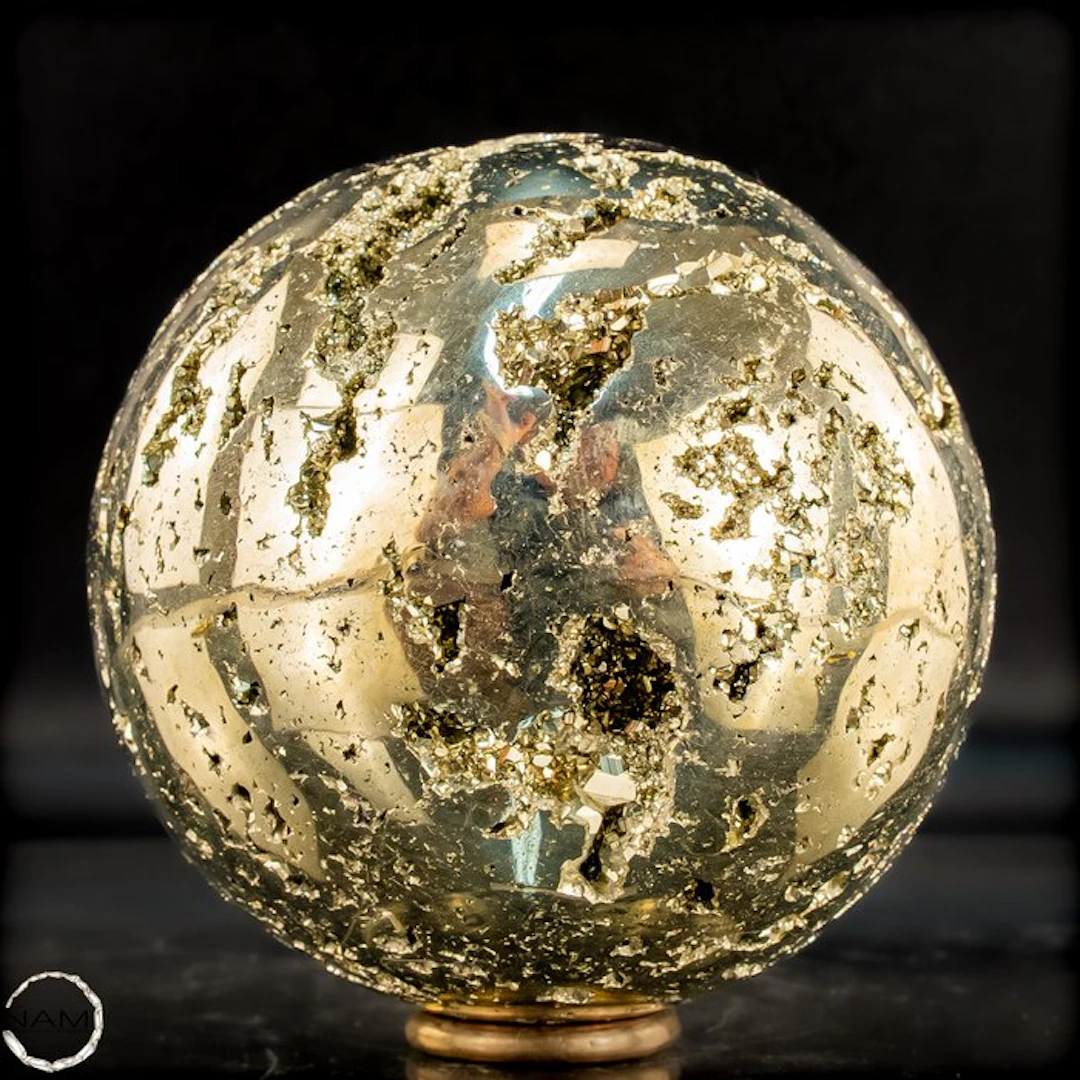 Large Natural Golden Pyrite Sphere/ Druze- 1513.46 g
