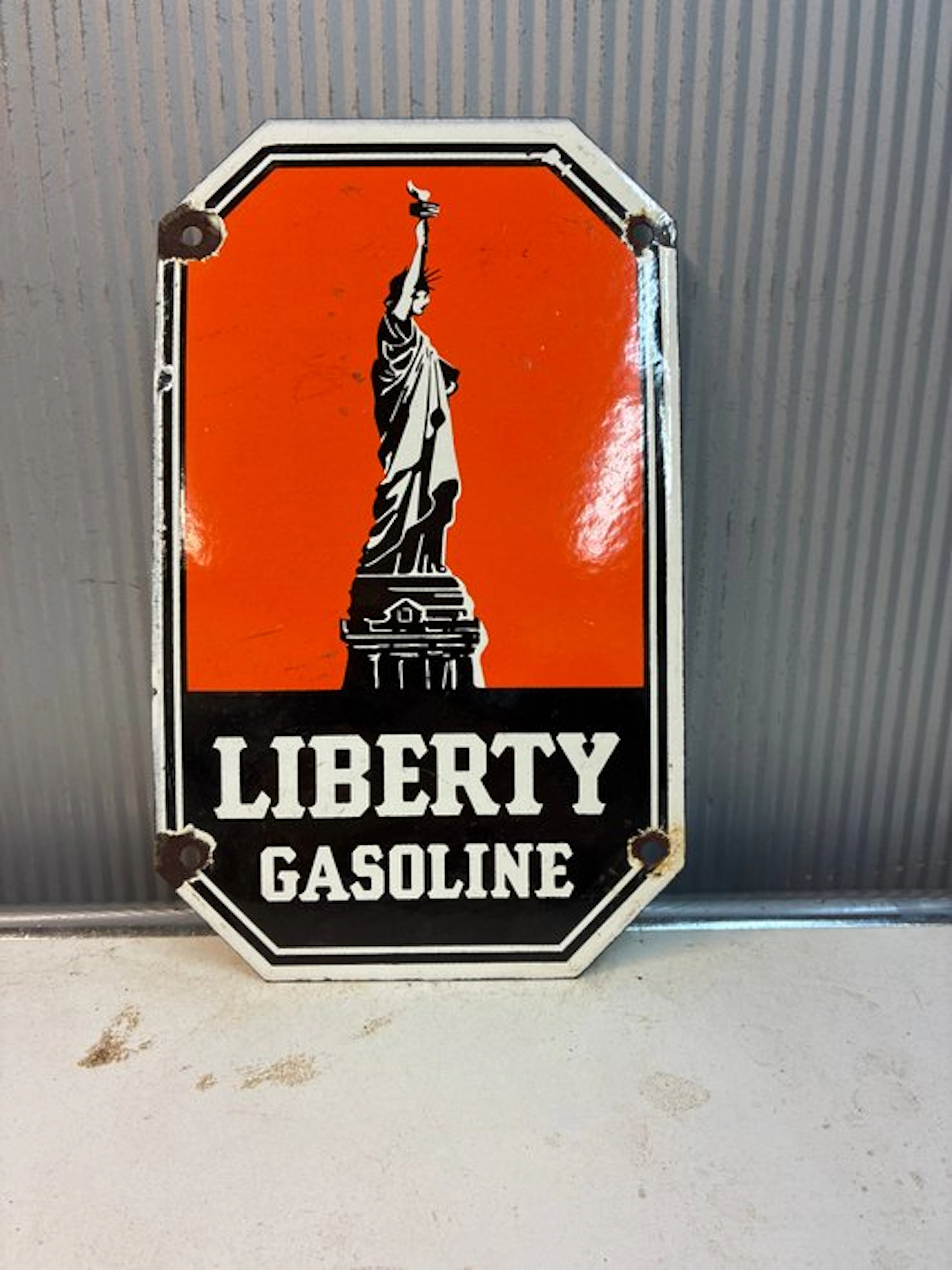 Standard Gasoline - Liberty Gasoline – enamel advertising...