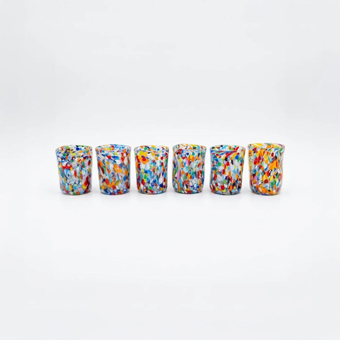 Drinking set (6) - Murano glass - Murrine and Harlequin