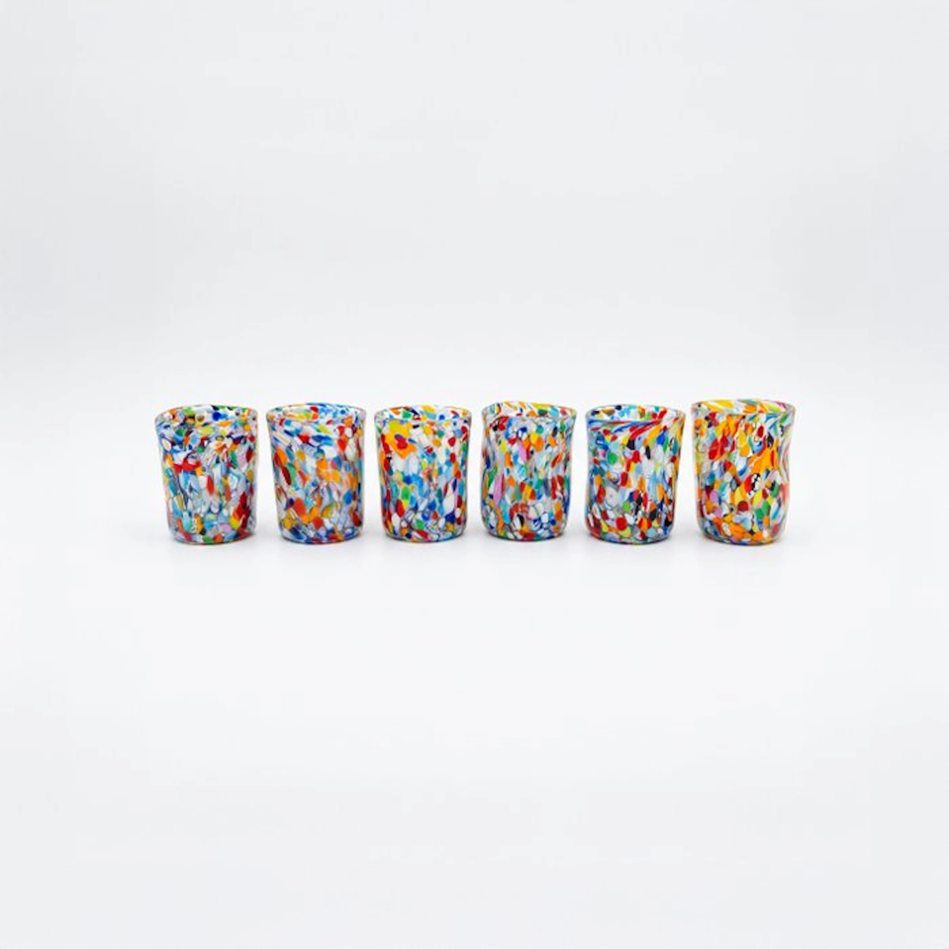 Drinking set (6) - Murano glass - Murrine and Harlequin
