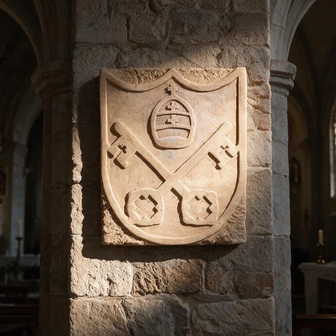 Sculpture, Stemma Chiavi di San Pietro - 25 cm - Cast Stone