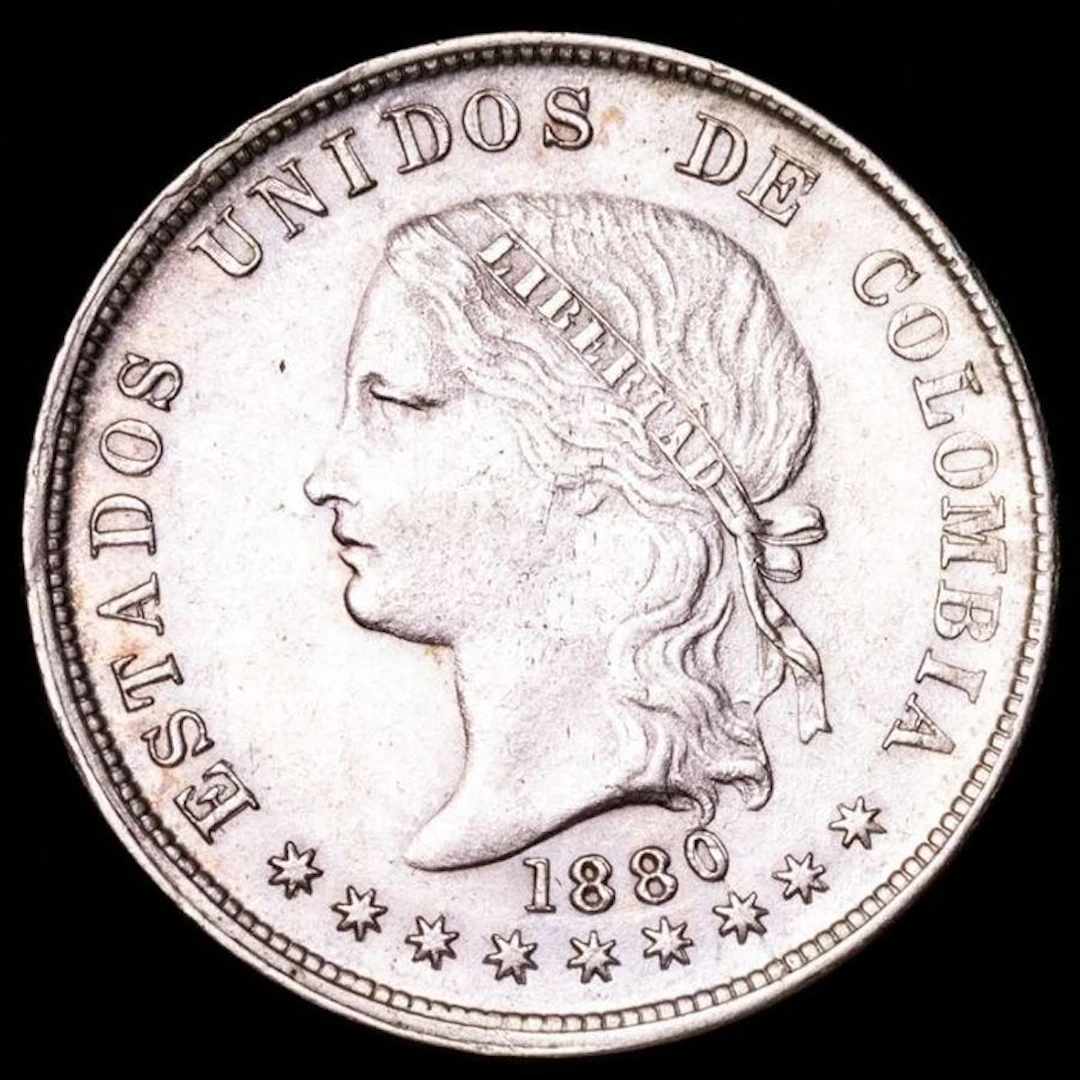 Colombia. 50 centavos Bogota 1880. Estados Unidos de Colombia