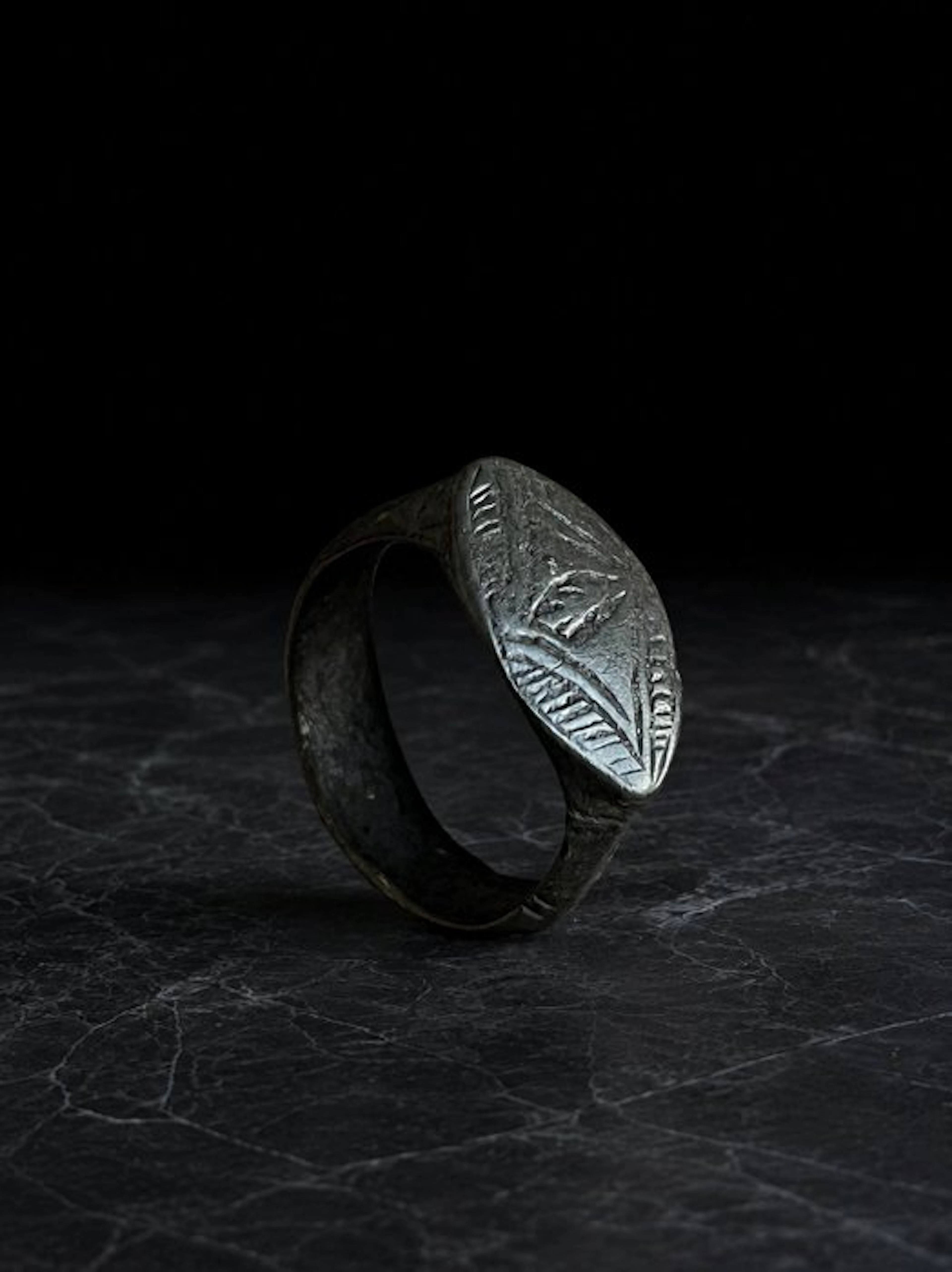 Islamic Bronze Ring with Engraved Vegetal Motif 11th to...