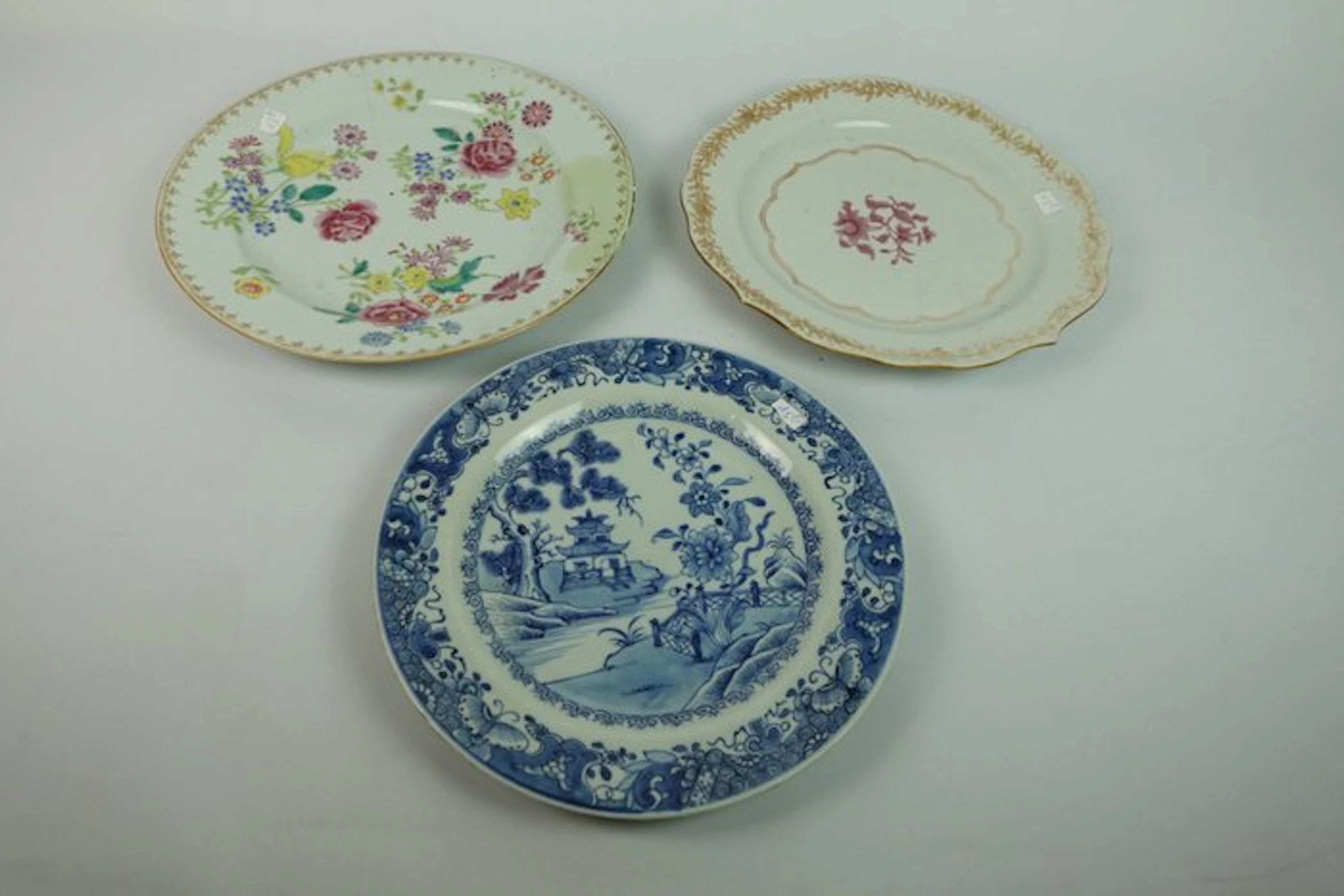 Three Large Qing Dynasty Decorative Plates - Porcelain...