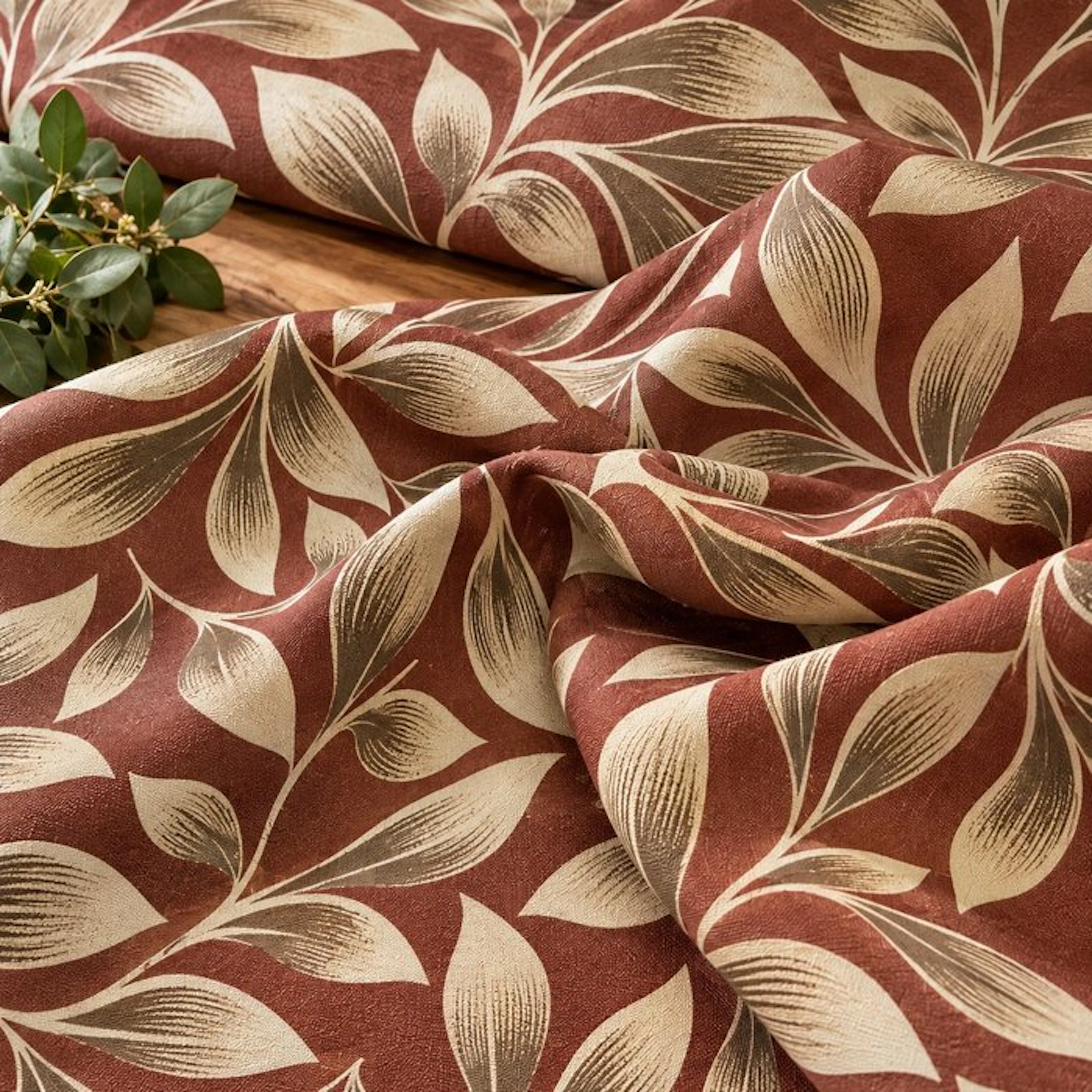 Ivory Leaves - Textile - 280 cm - 250 cm