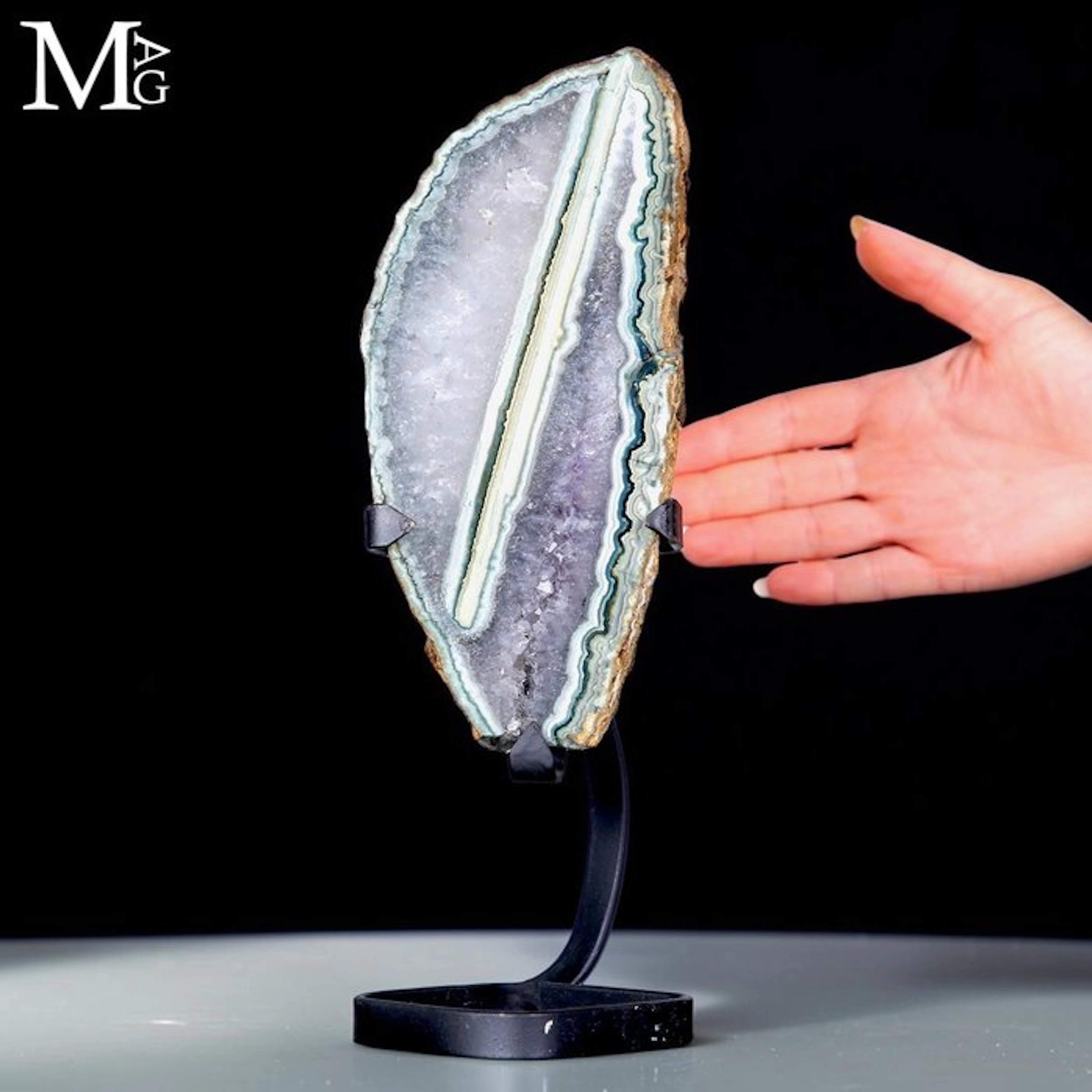 Polished Amethyst and Agate Geode Slice - Exceptional...