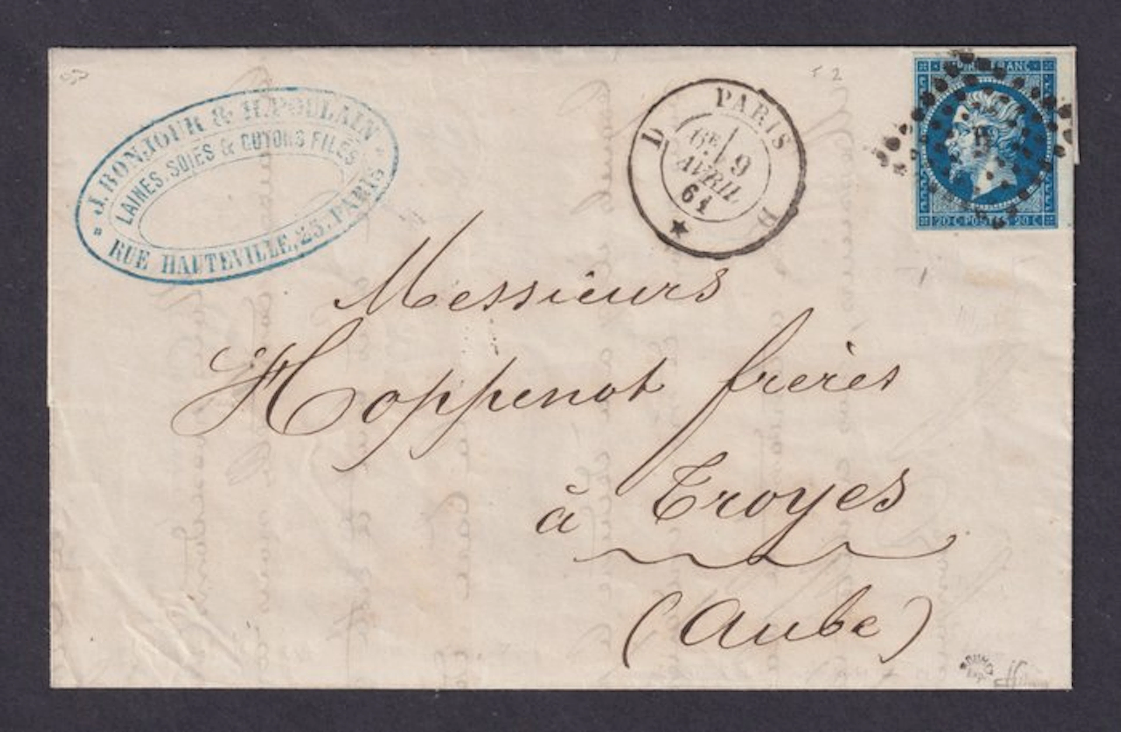 France 1861 - Letter from Paris to Troyes