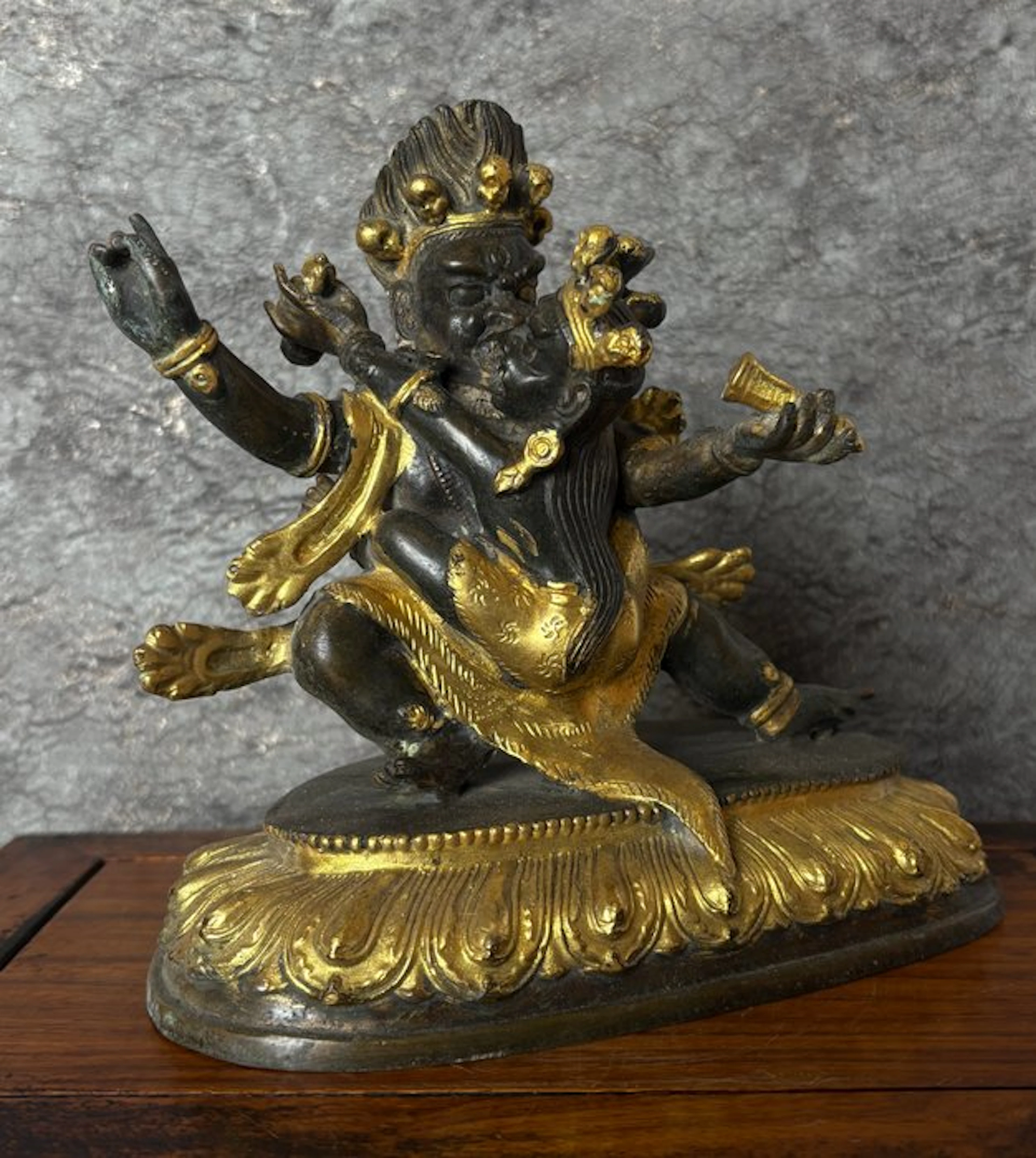 Mahakala Yab Yum - Gilded bronze - Asia