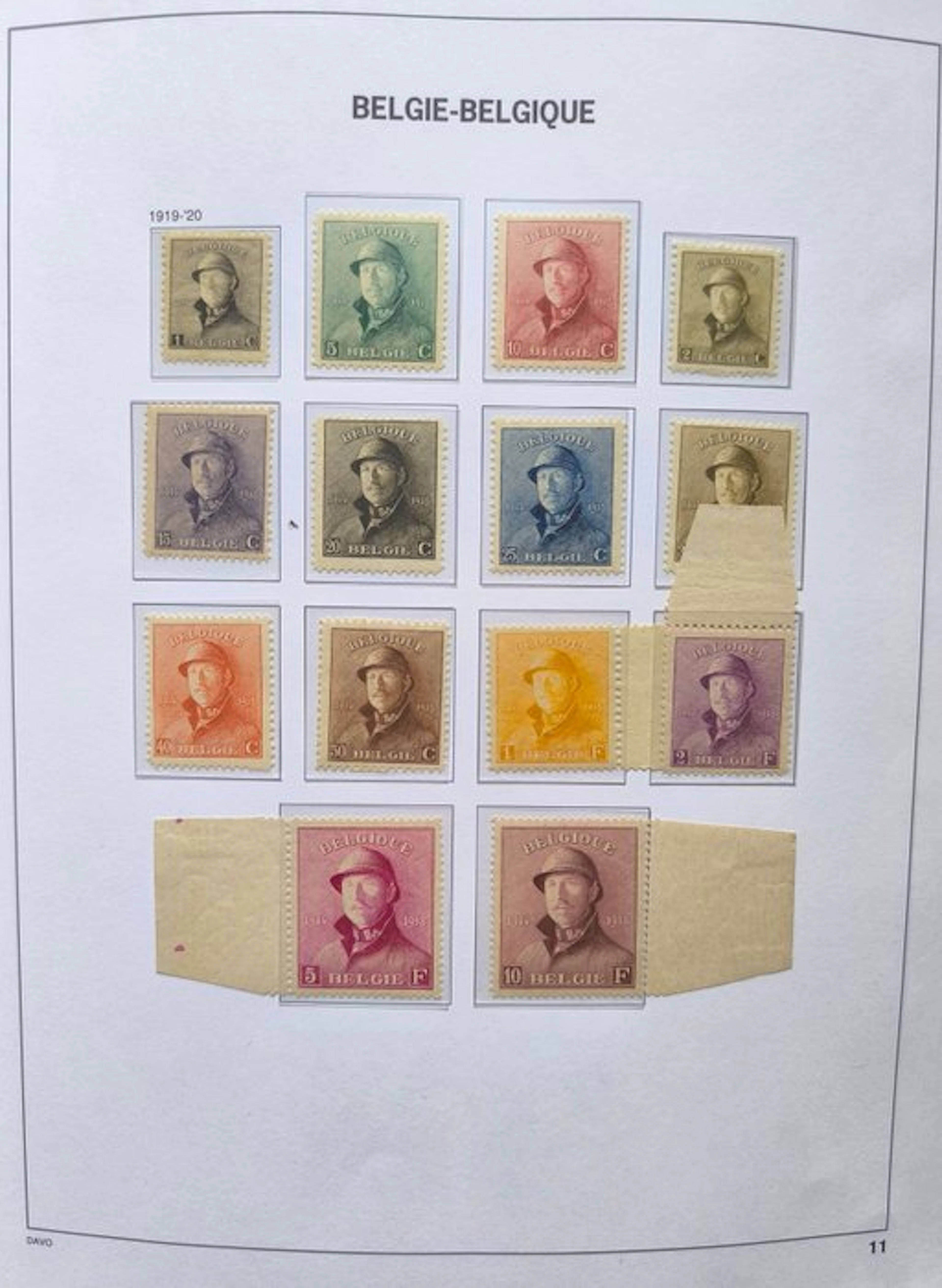 Belgium 1919/1919 - King with Helmet with certificate**...