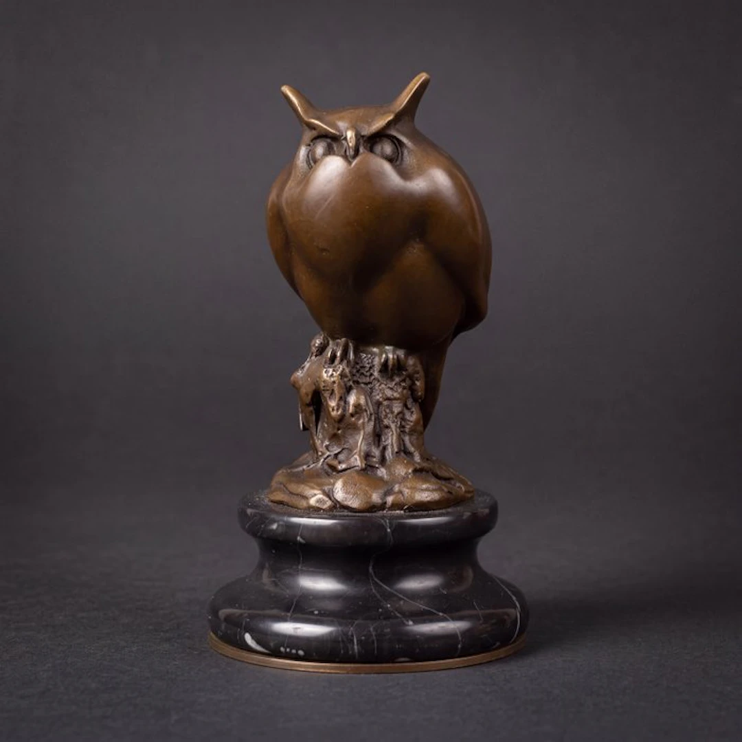 Statue, Prachtig sculptuur van een uil (Zonder Minimumprijs) - 12.8 cm - Bronze