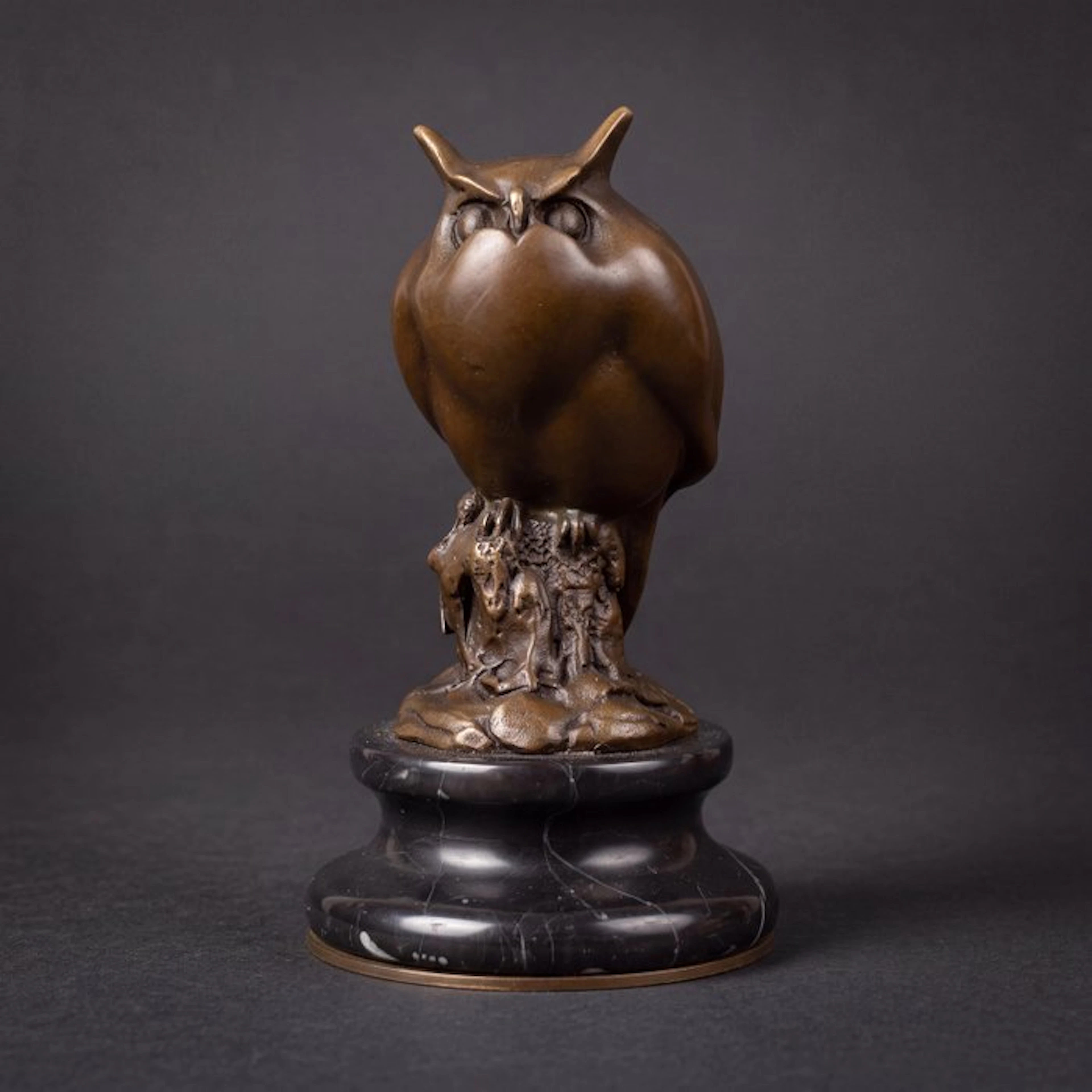 Statue, Prachtig sculptuur van een uil (Zonder Minimumprijs) - 12.8 cm - Bronze