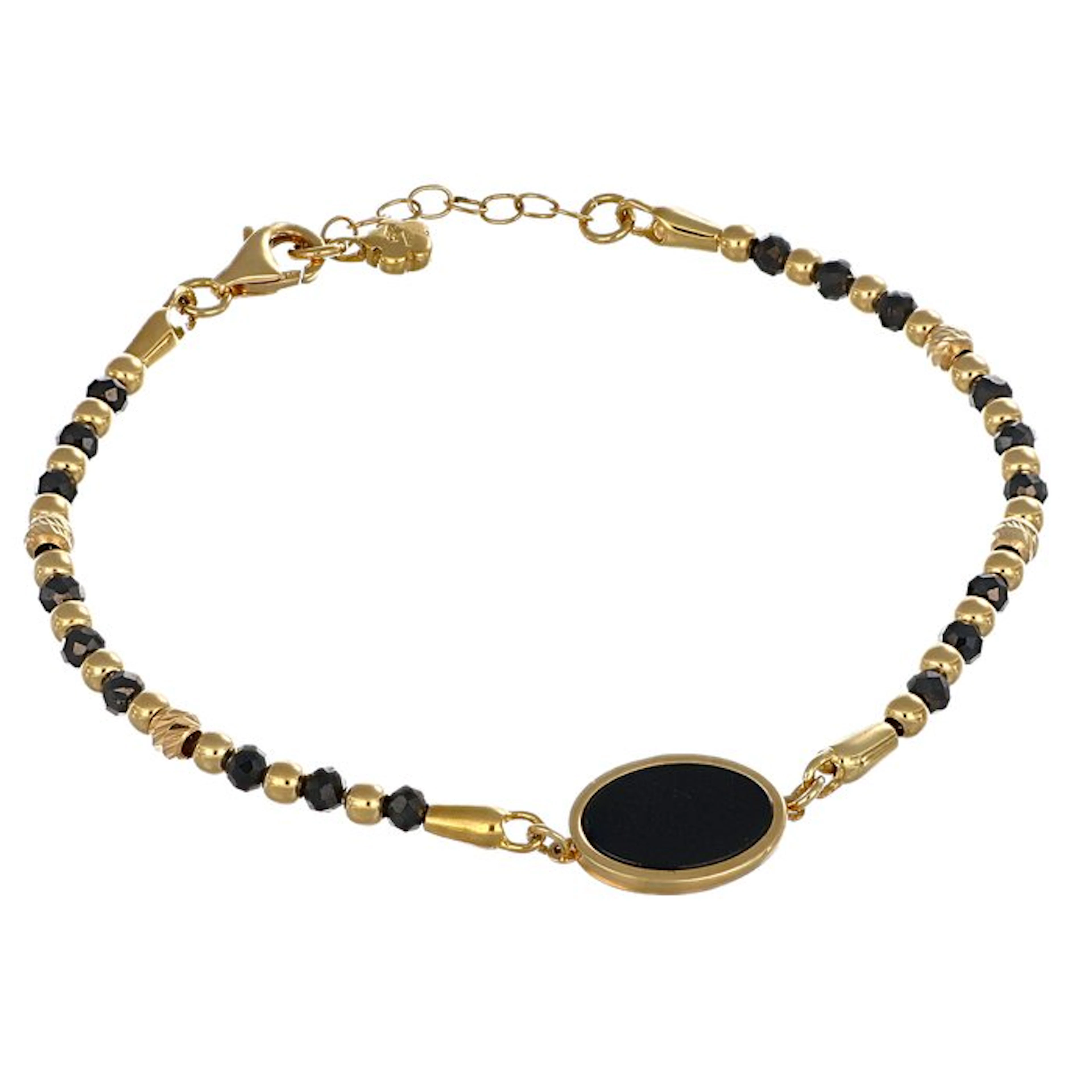 Bracelet - 18 kt. Yellow gold Onyx - Made in Italy - Handmade