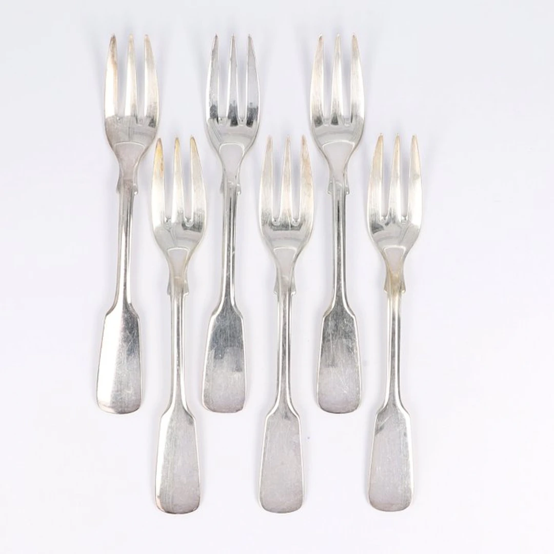 Koch & Bergfeld. Model: Spaten. - Cake fork (6) - .800 silver