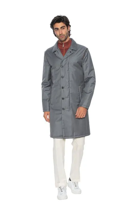 HETTABRETZ - 50 IT - Gray Coat Wool Leather Silk...