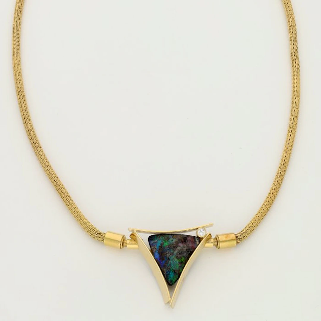 Necklace - 14 kt. Yellow gold - Diamond - Opal
