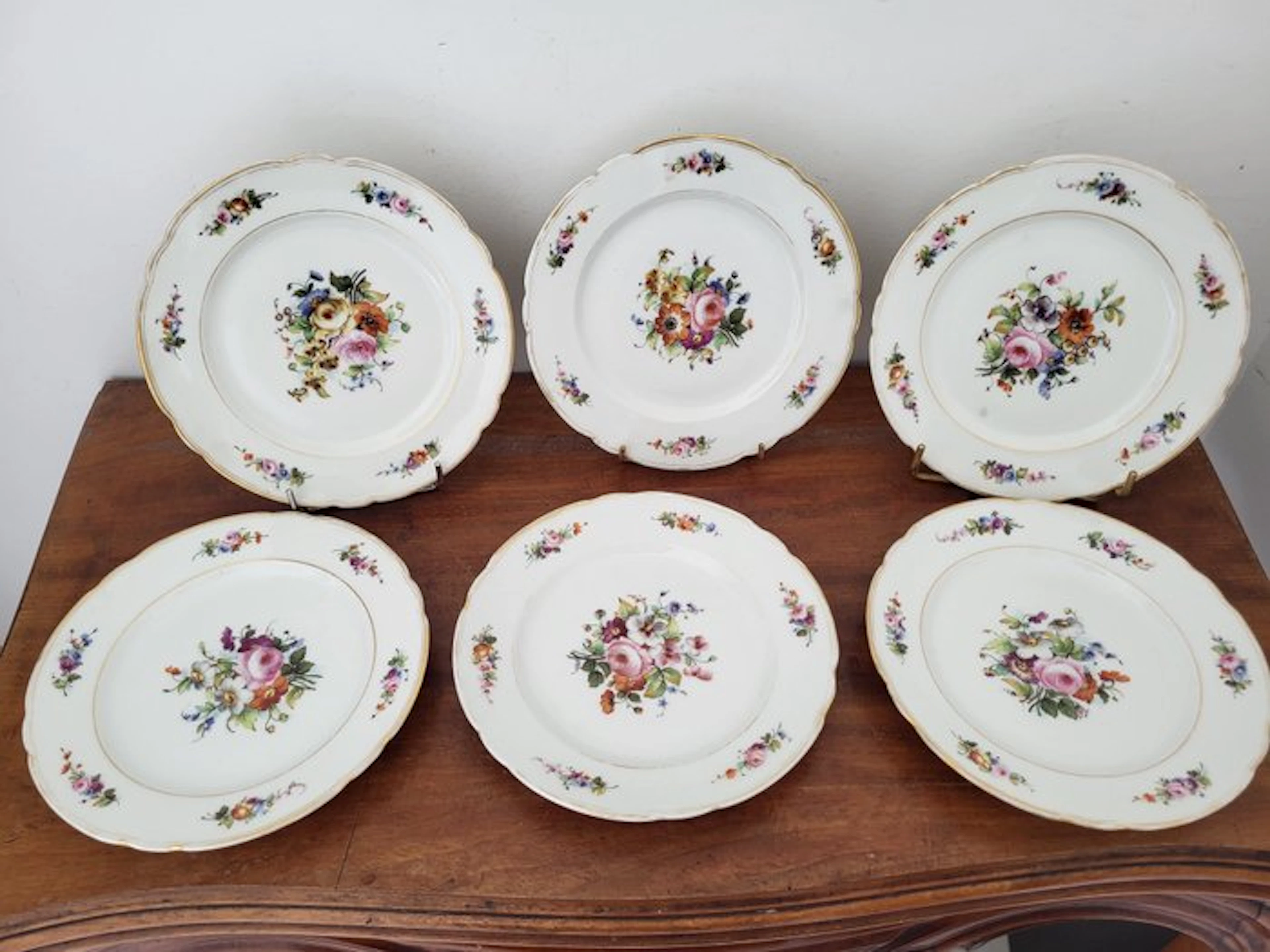 Porcelaine de Paris - Plate (6) - Porcelain - 6 dessert plates