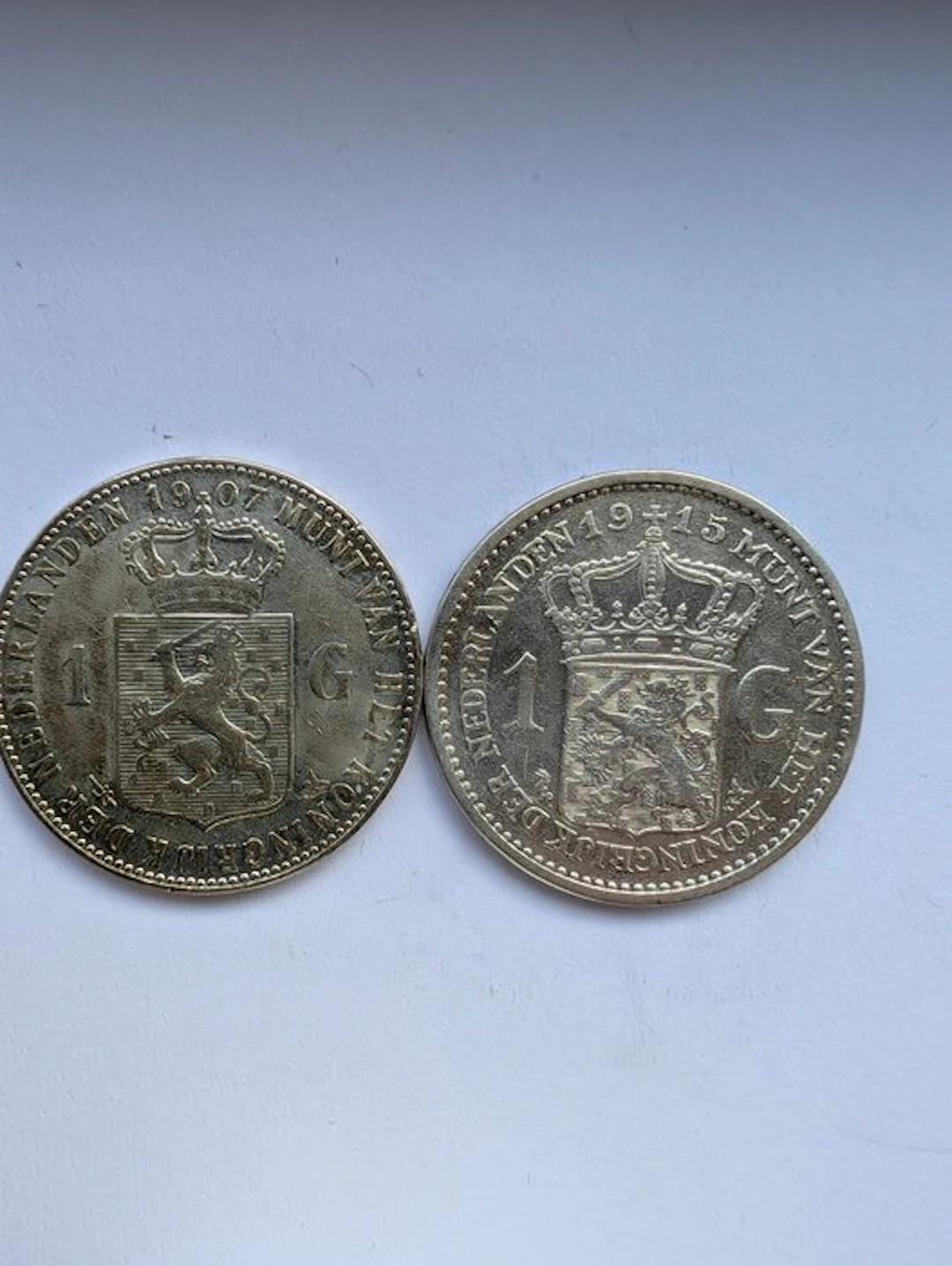 Netherlands. Wilhelmina. 1 Gulden 1907+1915 (No reserve price)