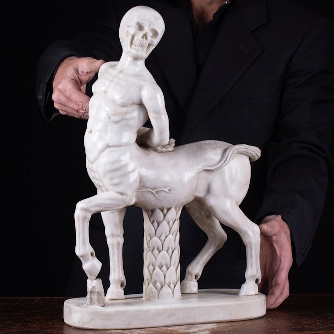 Statue, Centauro Skeleton - 51 cm - White Carrara Marble...