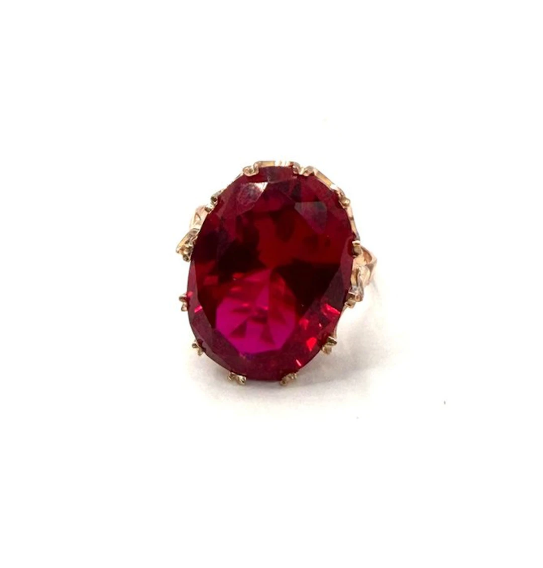 No reserve price - Ring - 9 kt. Rose gold, Silver Spinel