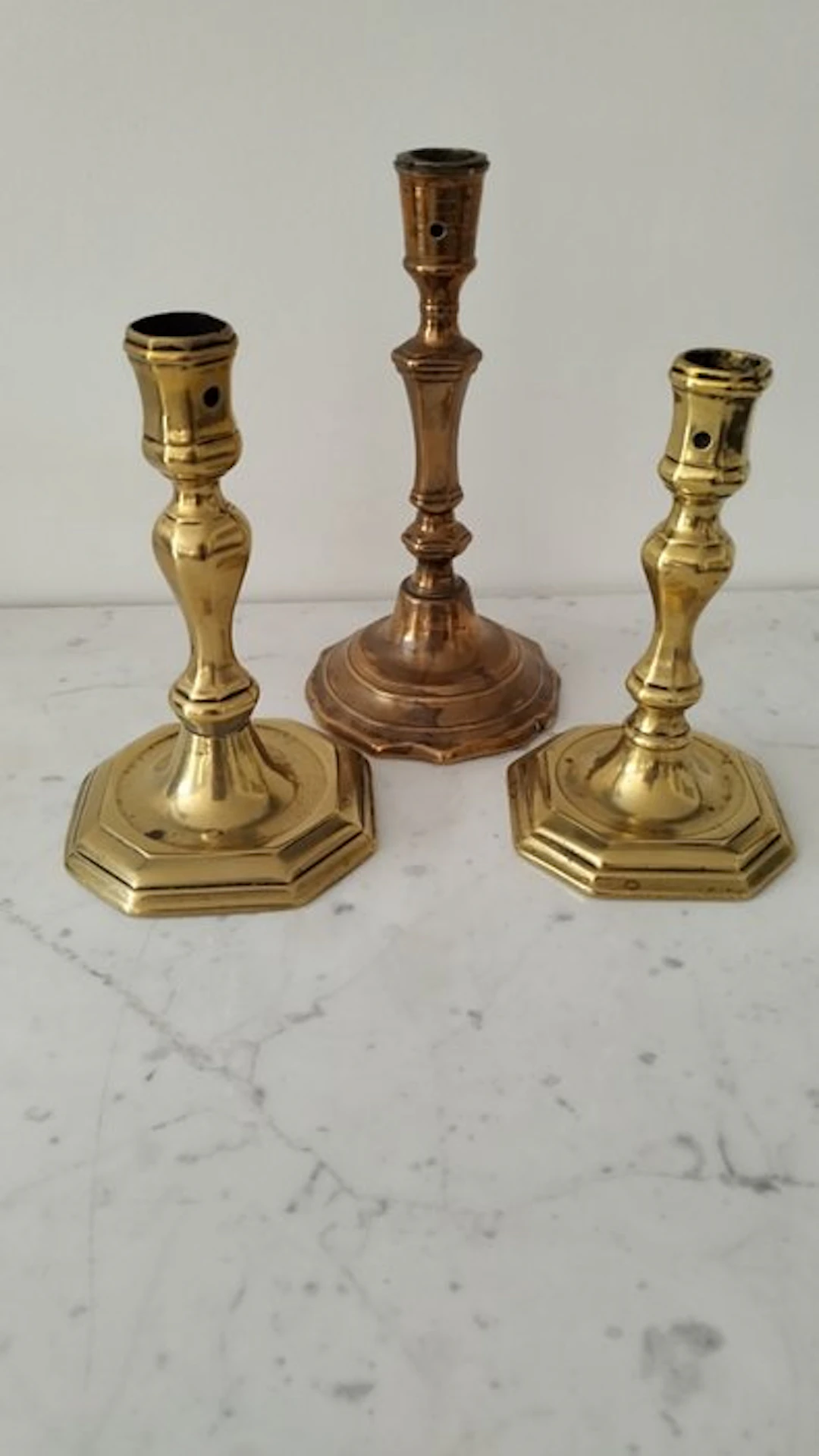 Taperstick (3) - Brass - Louis XIV era