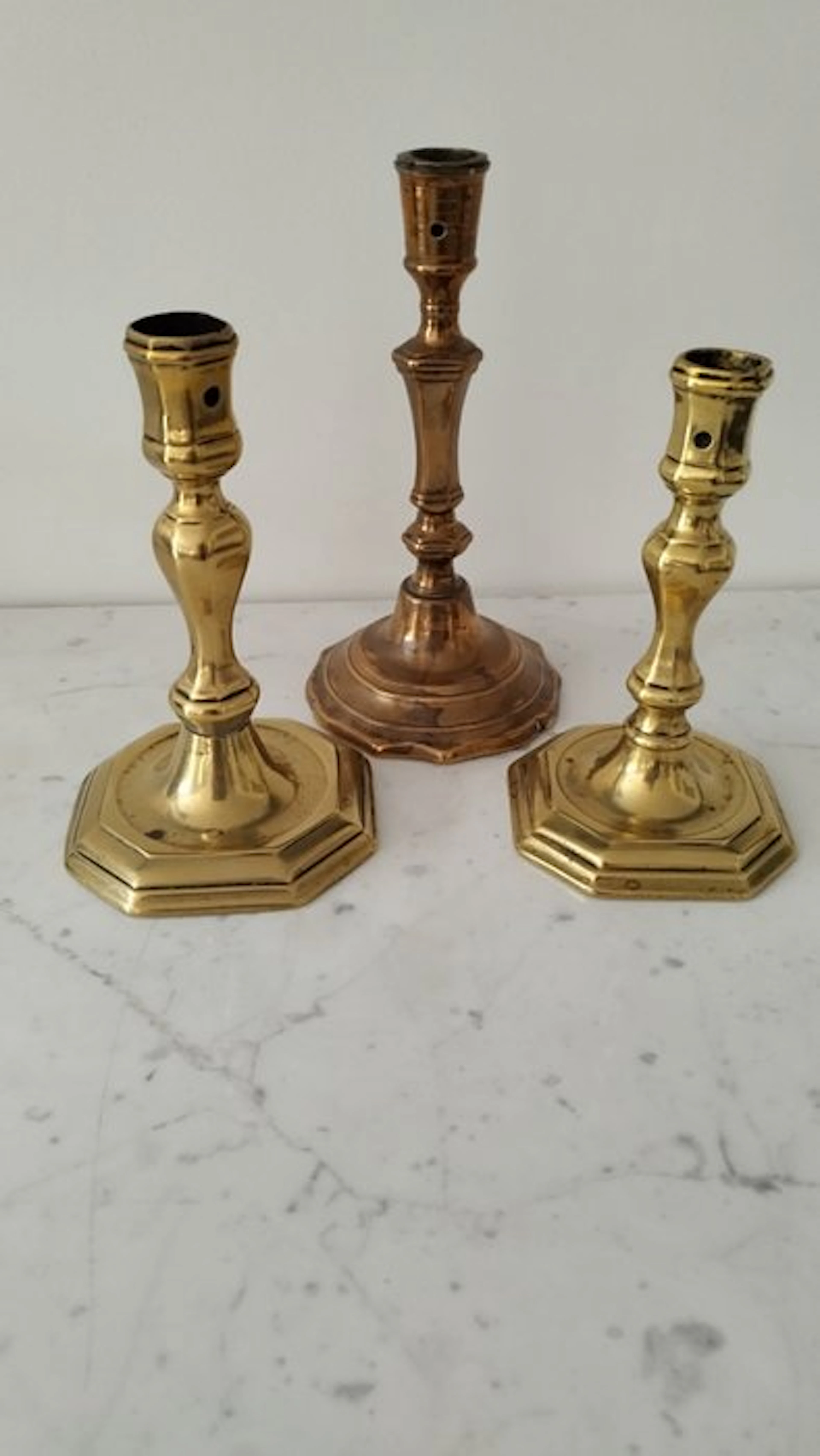 Taperstick (3) - Brass - Louis XIV era