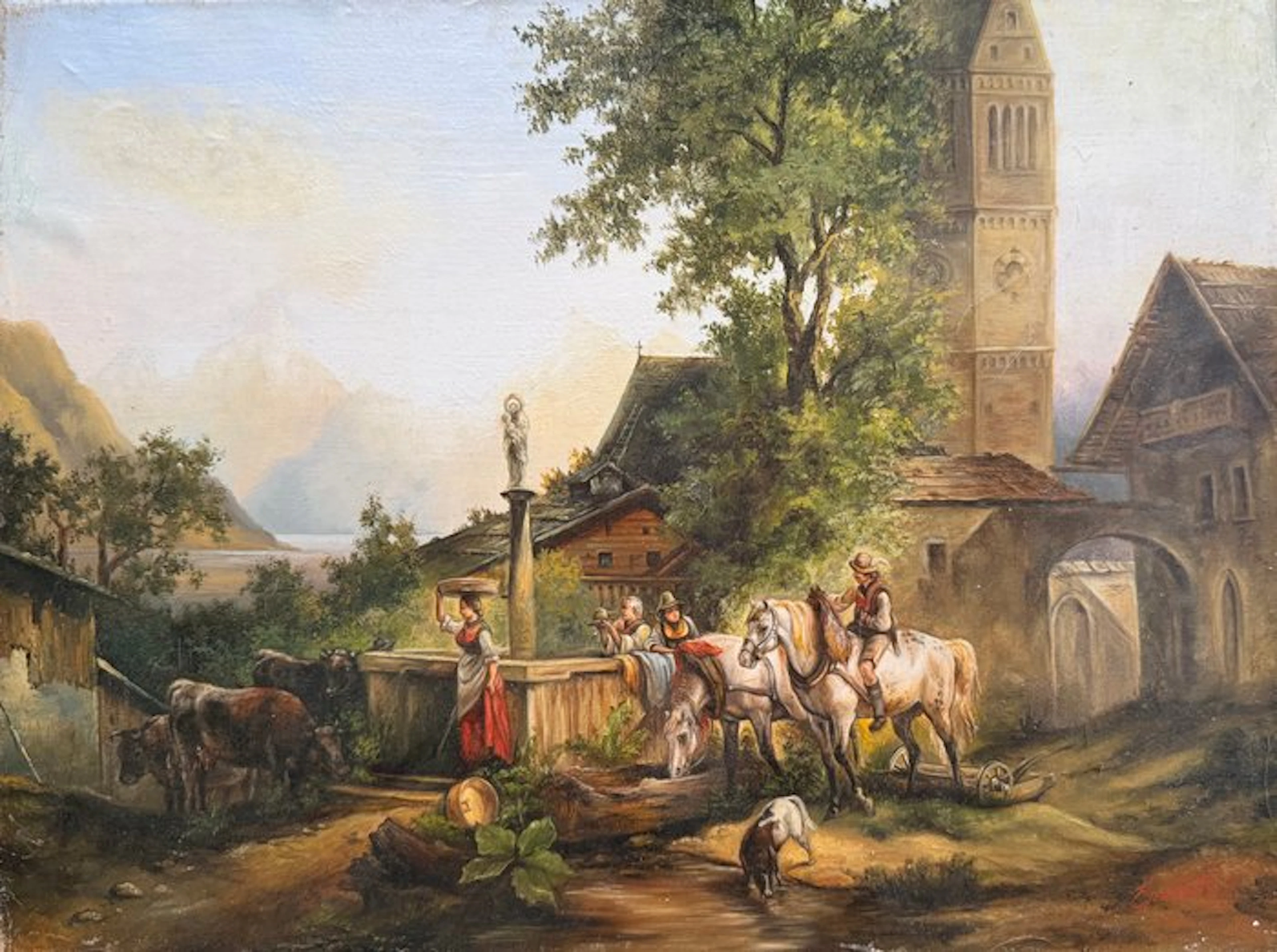 Natalia ERCHOVA, XXe - À la Fontaine du Village