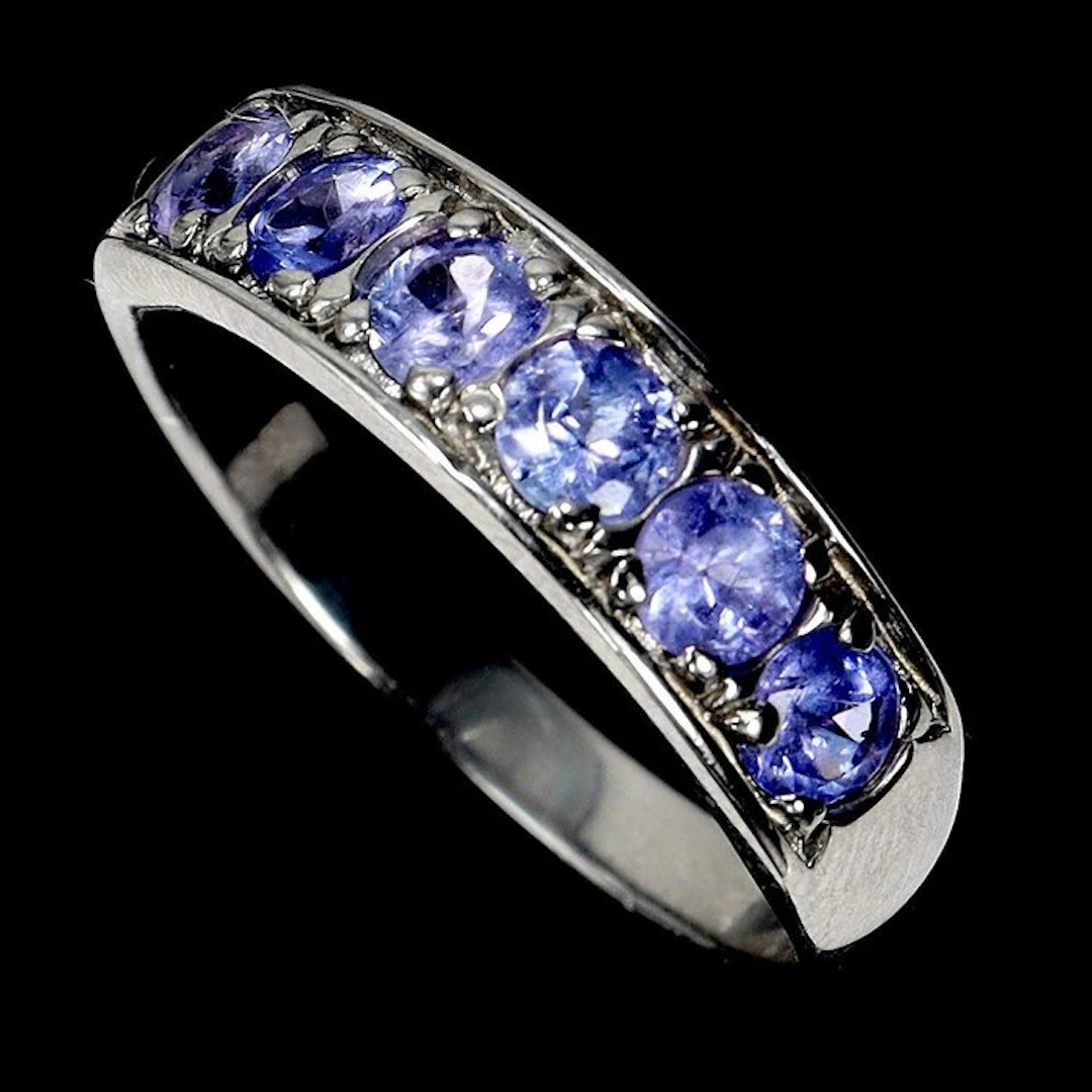 No reserve price - Ring 925 Silver, 14K White Gold plated Tanzanite