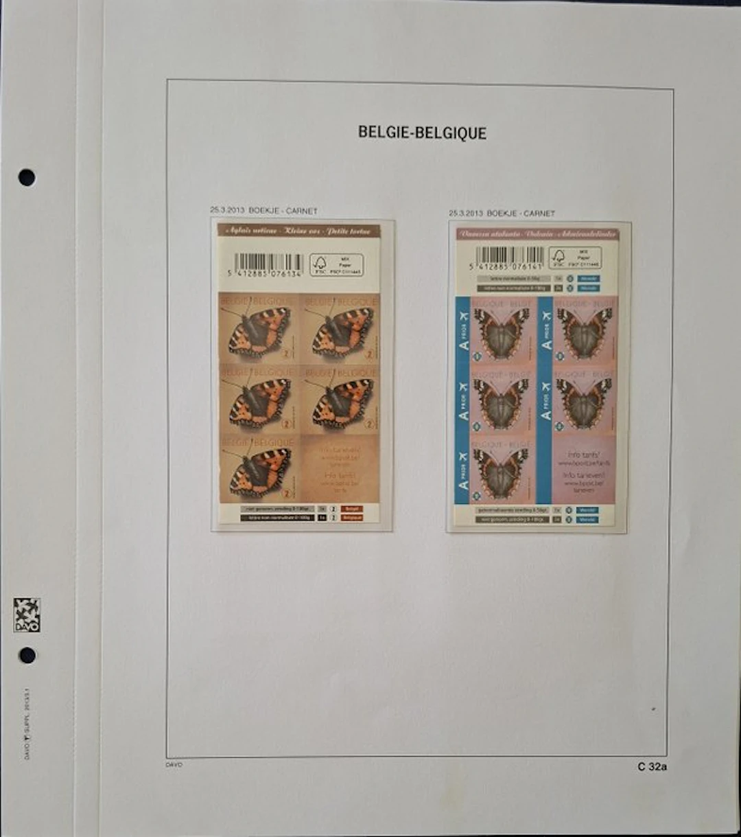 Belgium 2013 - the booklets according to the DAVO sheets C32a/c