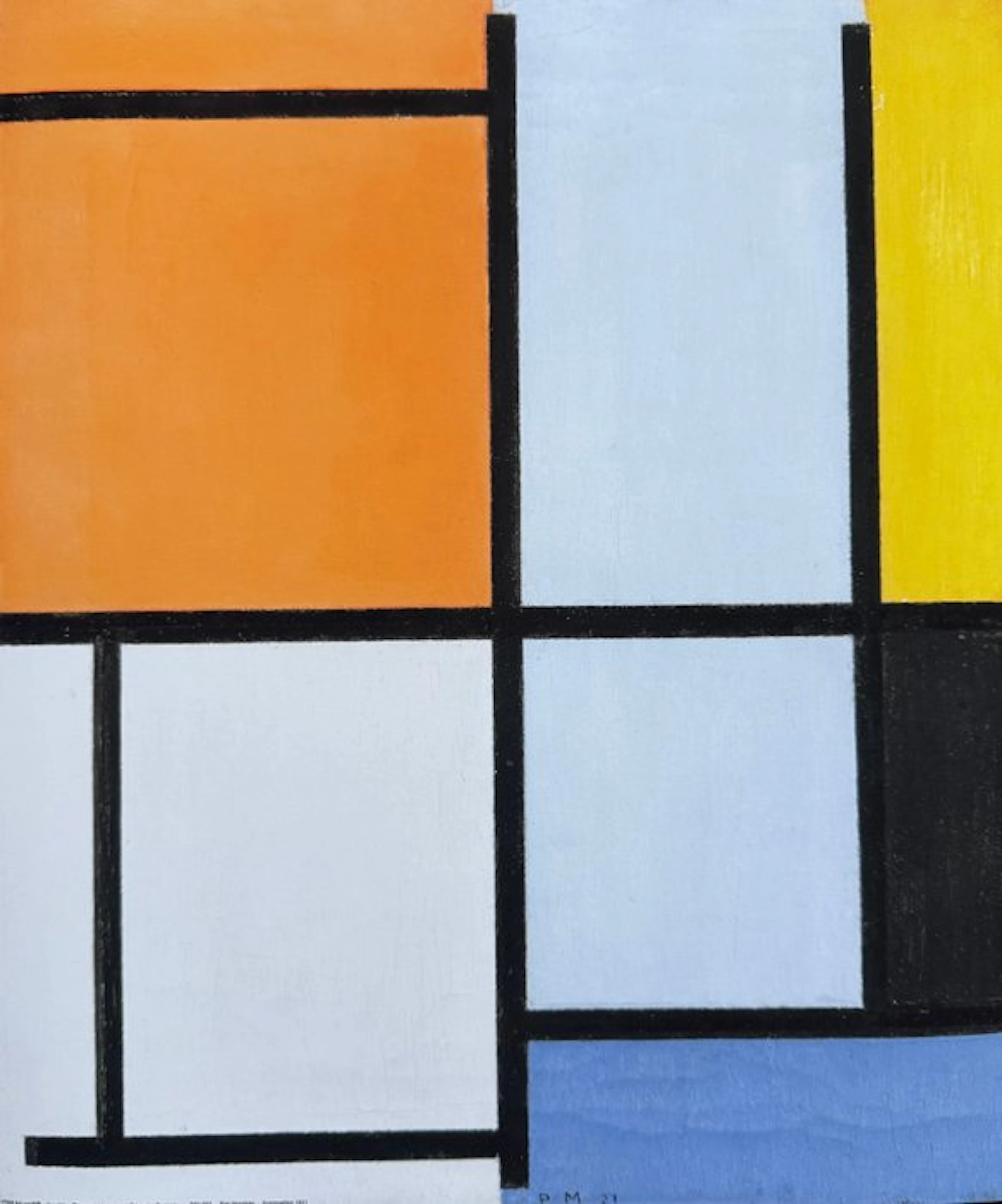 Piet Mondriaan - “Komposition, 1921”. Gesigneerd en gedateerd in de plaat.