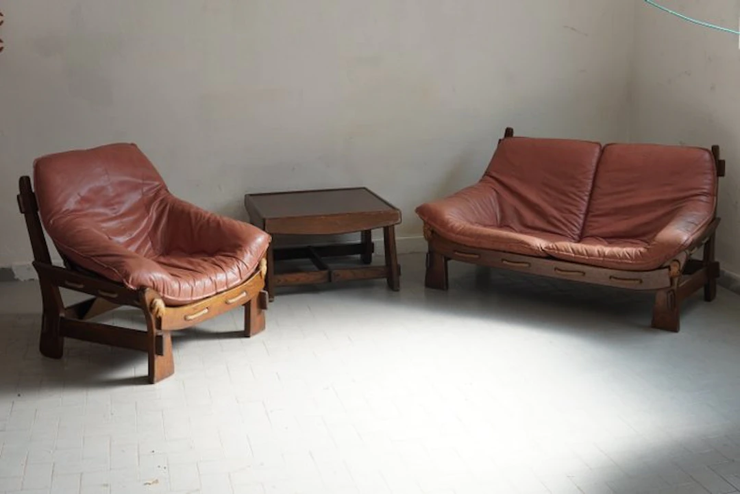 Maison Regain - Armchair (3) - Elm, rope, Leather - we ship worldwide