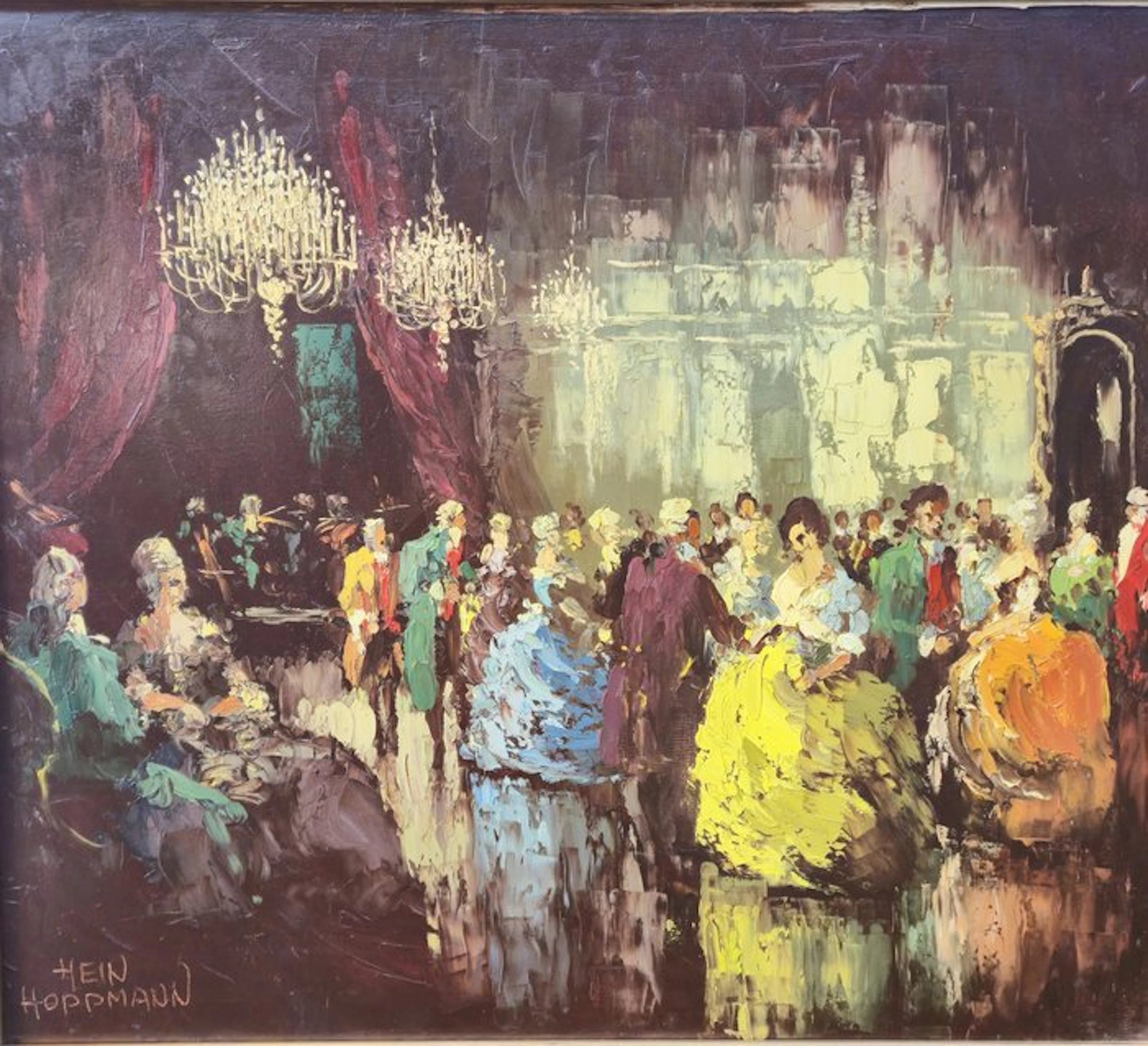 Hein Hoppmann (1901–1982) - Ölgemälde Ballszene Rokoko Gesellschaft