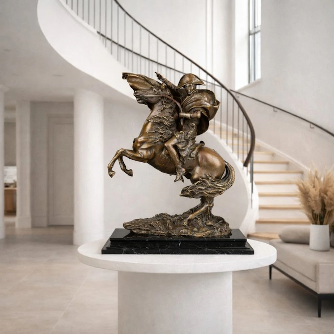 Claude - Sculpture, Napoleon crossing the Alps - 6 kg - 30 cm - Patinated