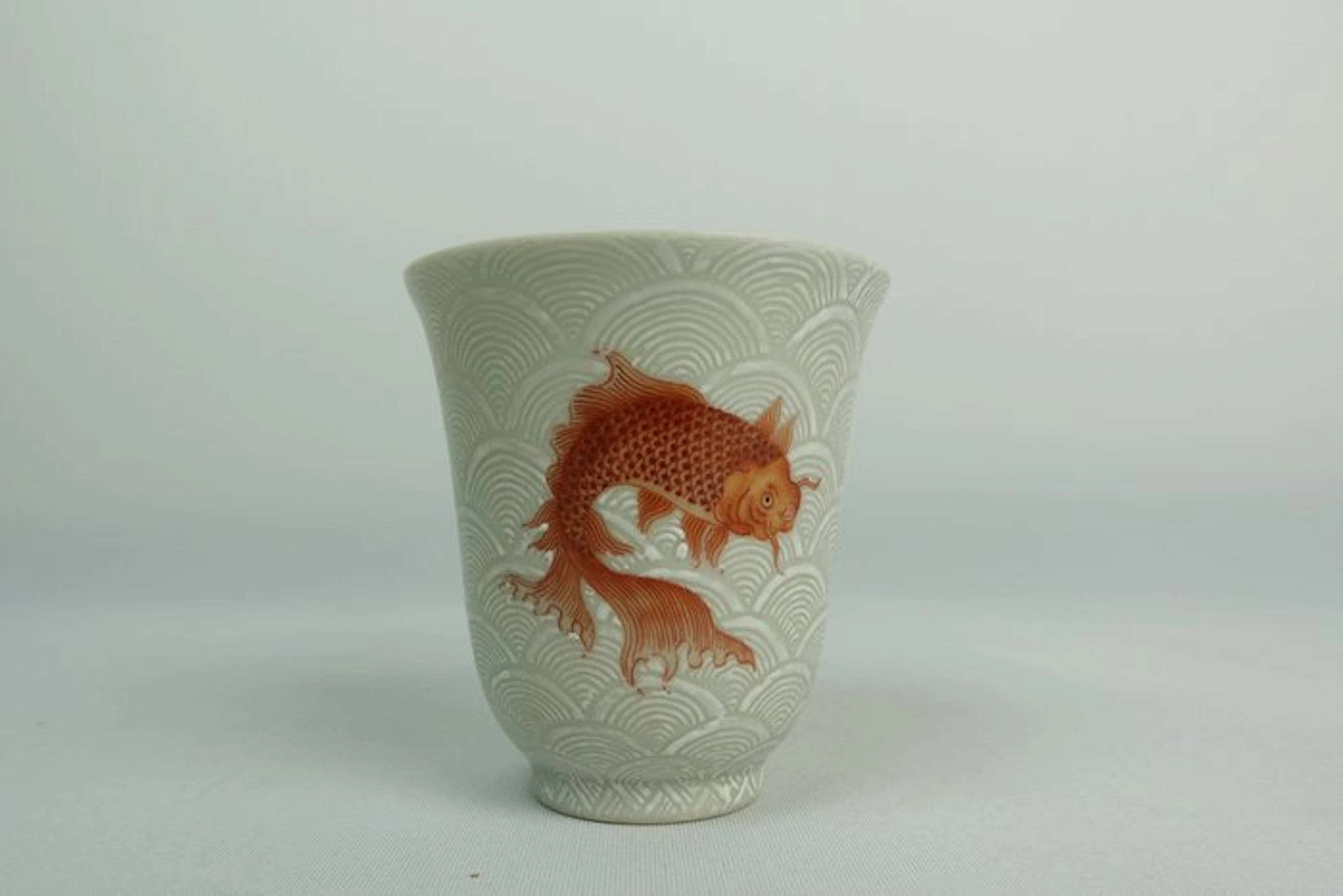 Carp & Wave Bell-Shaped Cup - Porcelain - China - 20th century