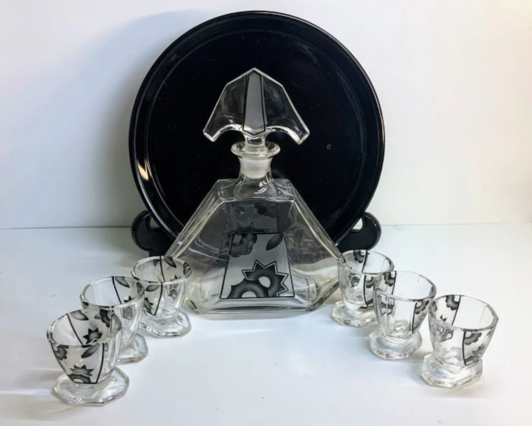 Karl Palda - Liquor set for 6 - Glass - Art Deco