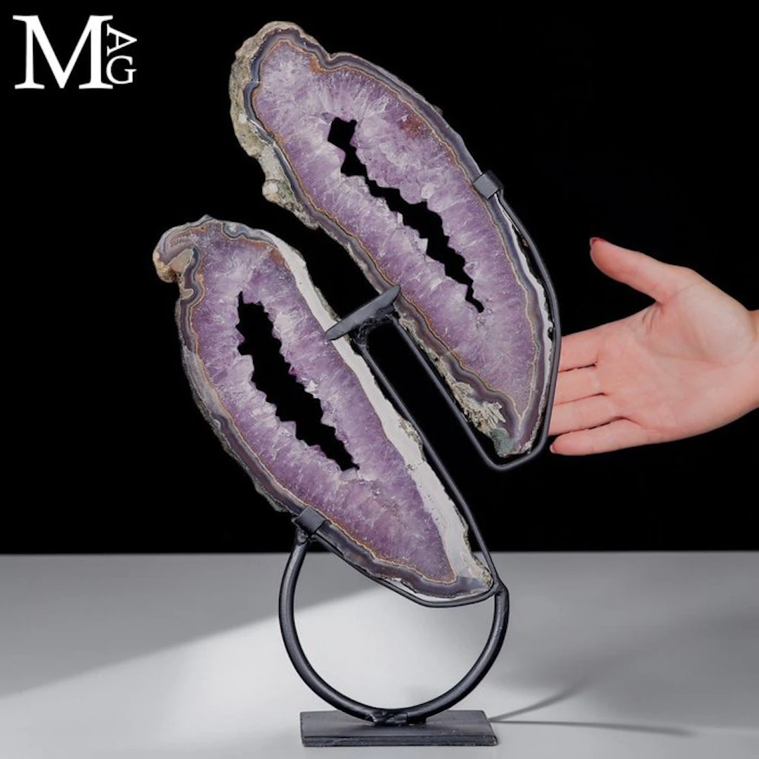 Couple of Natural Amethyst Geode Slices - Artistic...
