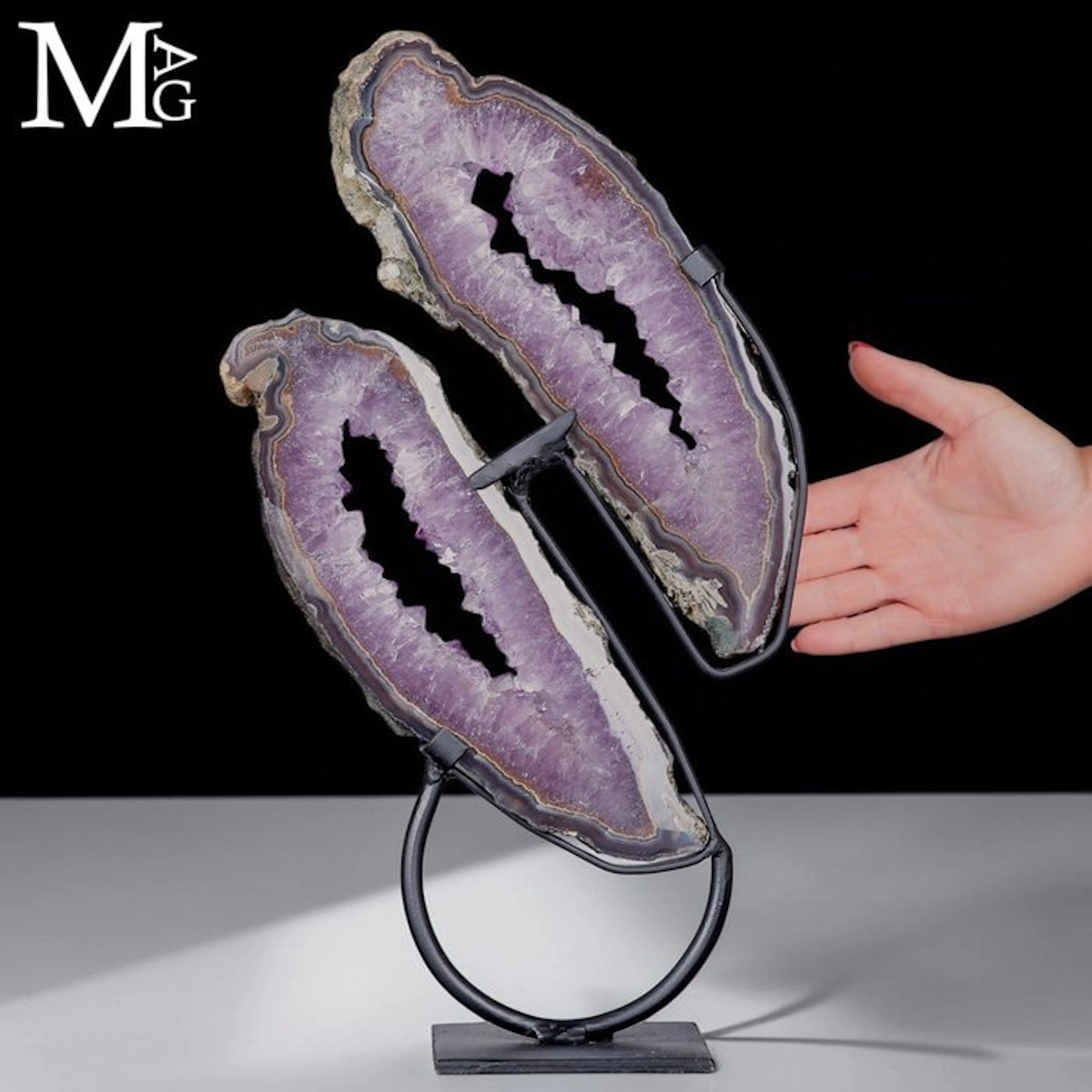 Couple of Natural Amethyst Geode Slices - Artistic...