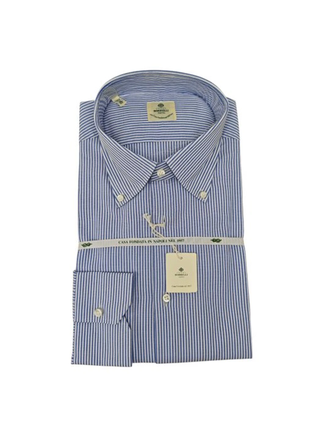 LUIGI BORRELLI NAPOLI - Size 18.5 - 46 - Shirt Blue...