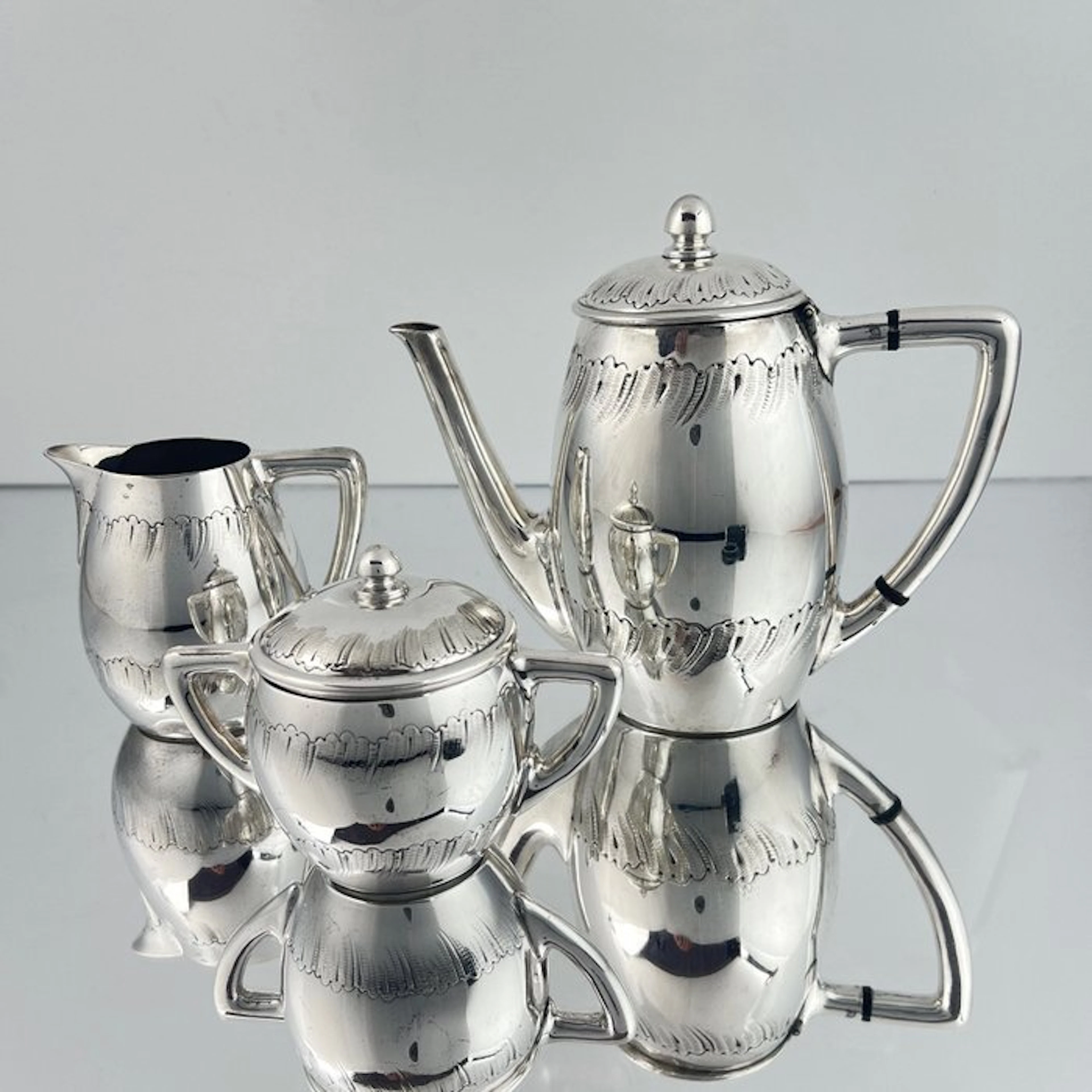 Wiskemann - Coffee set (3) - Art Deco tableware - Silverplated