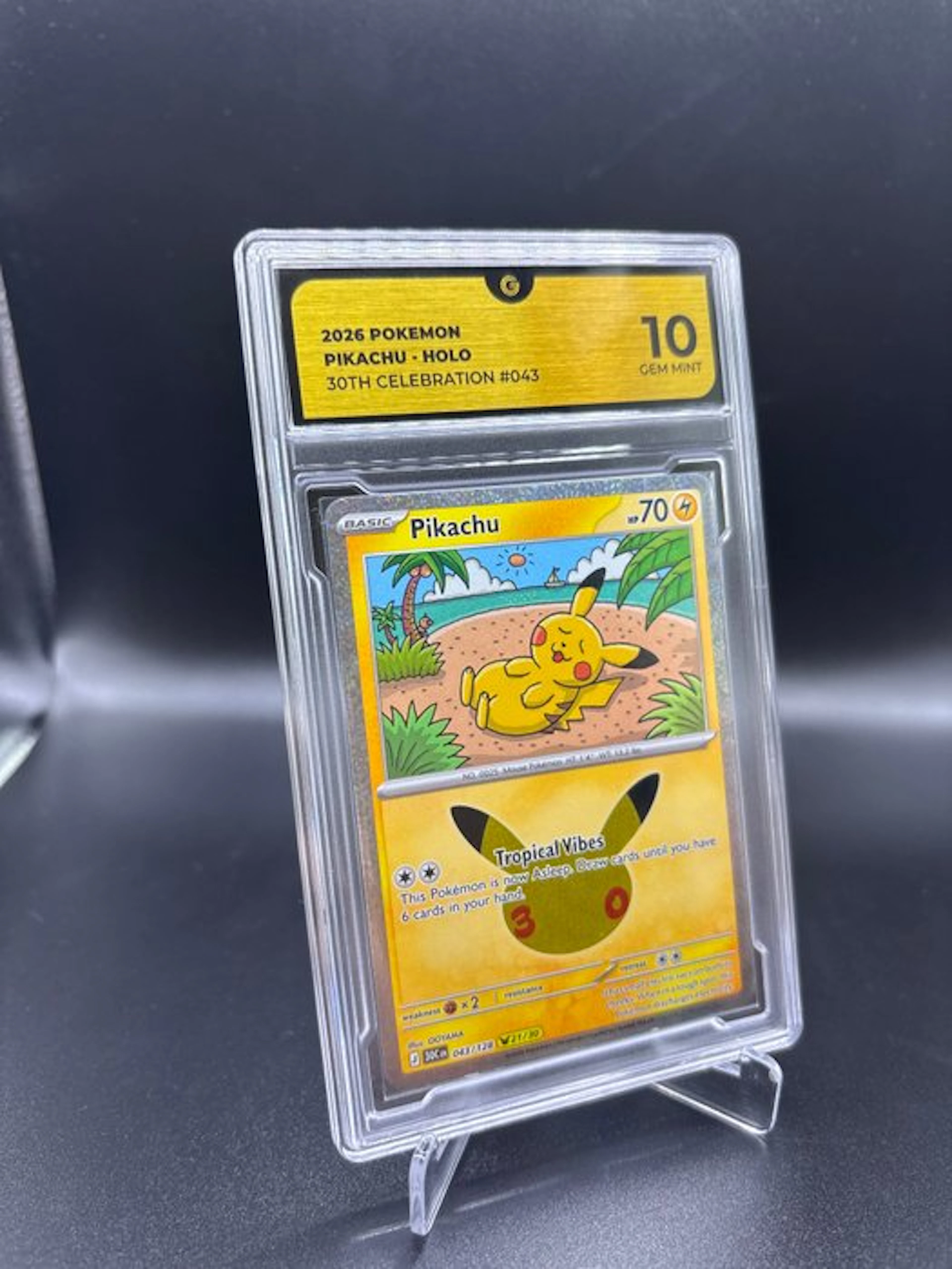 Pokémon - 1 Graded card - Pikachu 043 30TH Anniversary Foil - GG 10